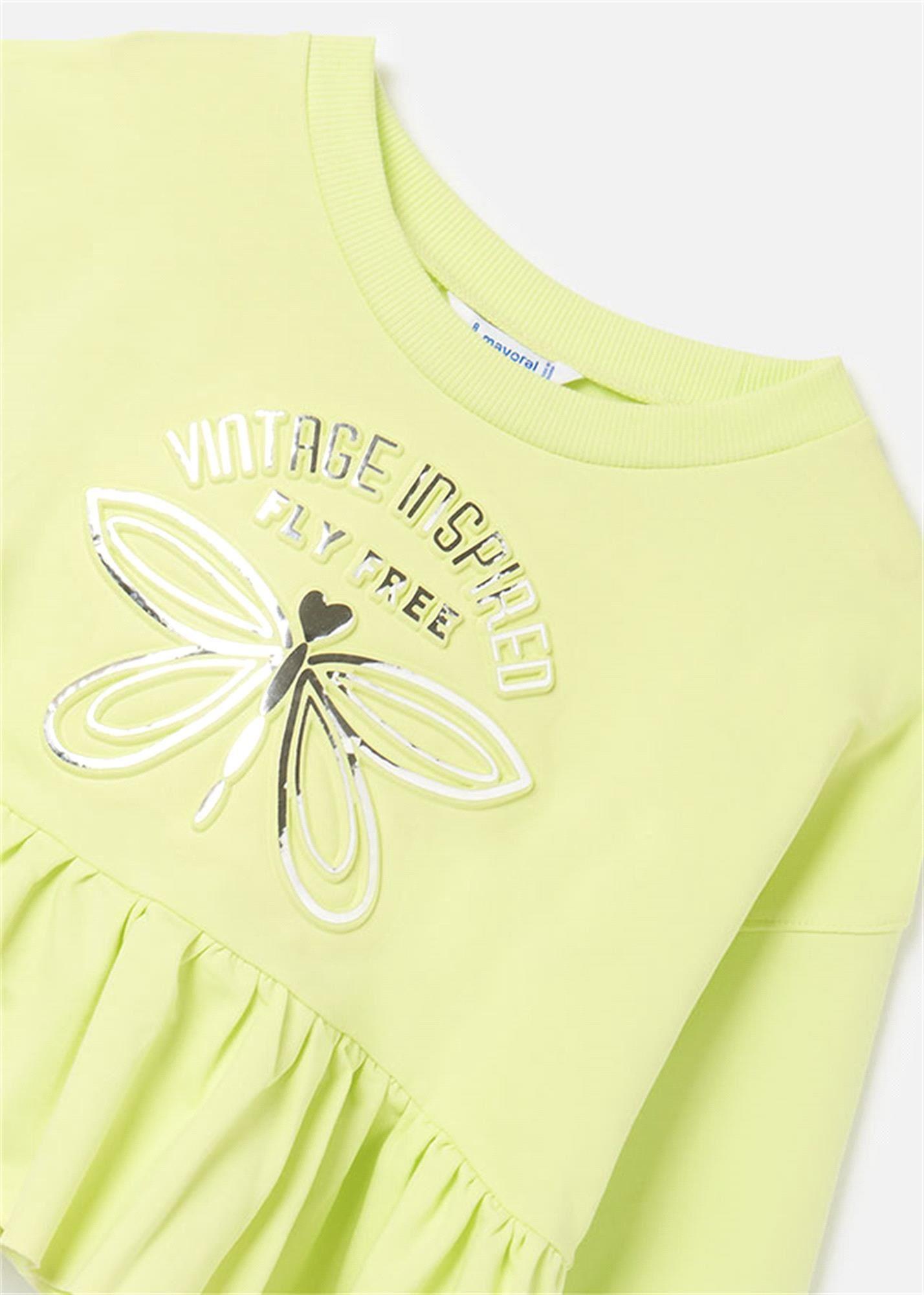 Mayoral Kız Çocuk Baskılı Sweatshirt Açık Yeşil 6429