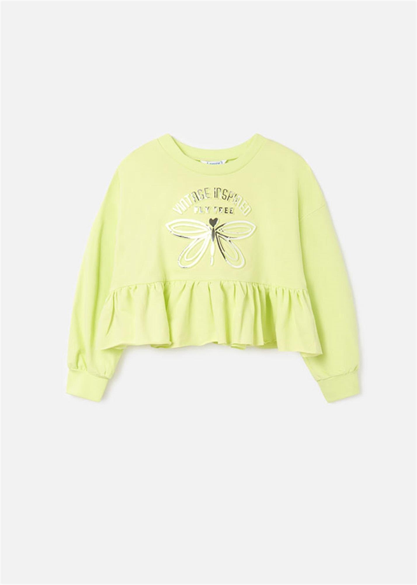 Mayoral Kız Çocuk Baskılı Sweatshirt Açık Yeşil 6429