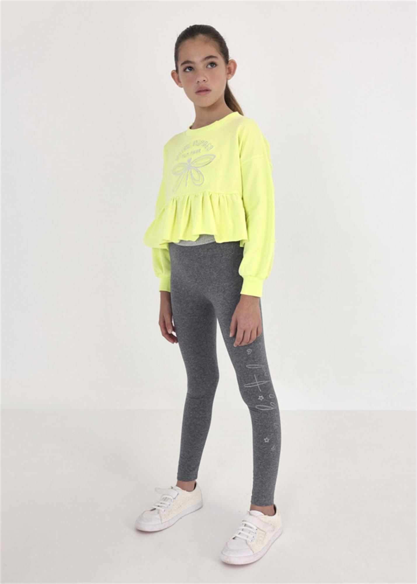 Mayoral Kız Çocuk Baskılı Sweatshirt Açık Yeşil 6429