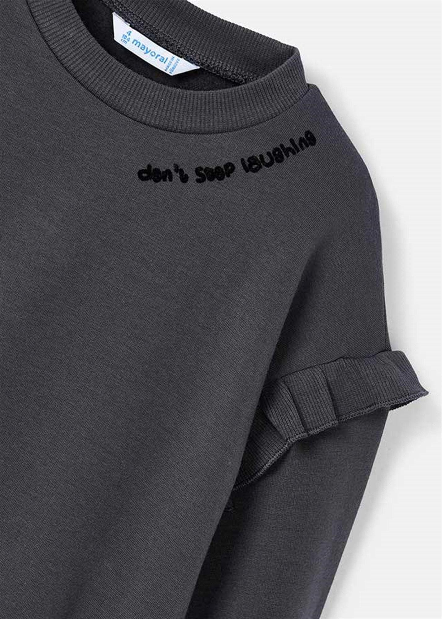 Mayoral Kız Çocuk Baskılı Sweatshirt Koyu Gri 4433