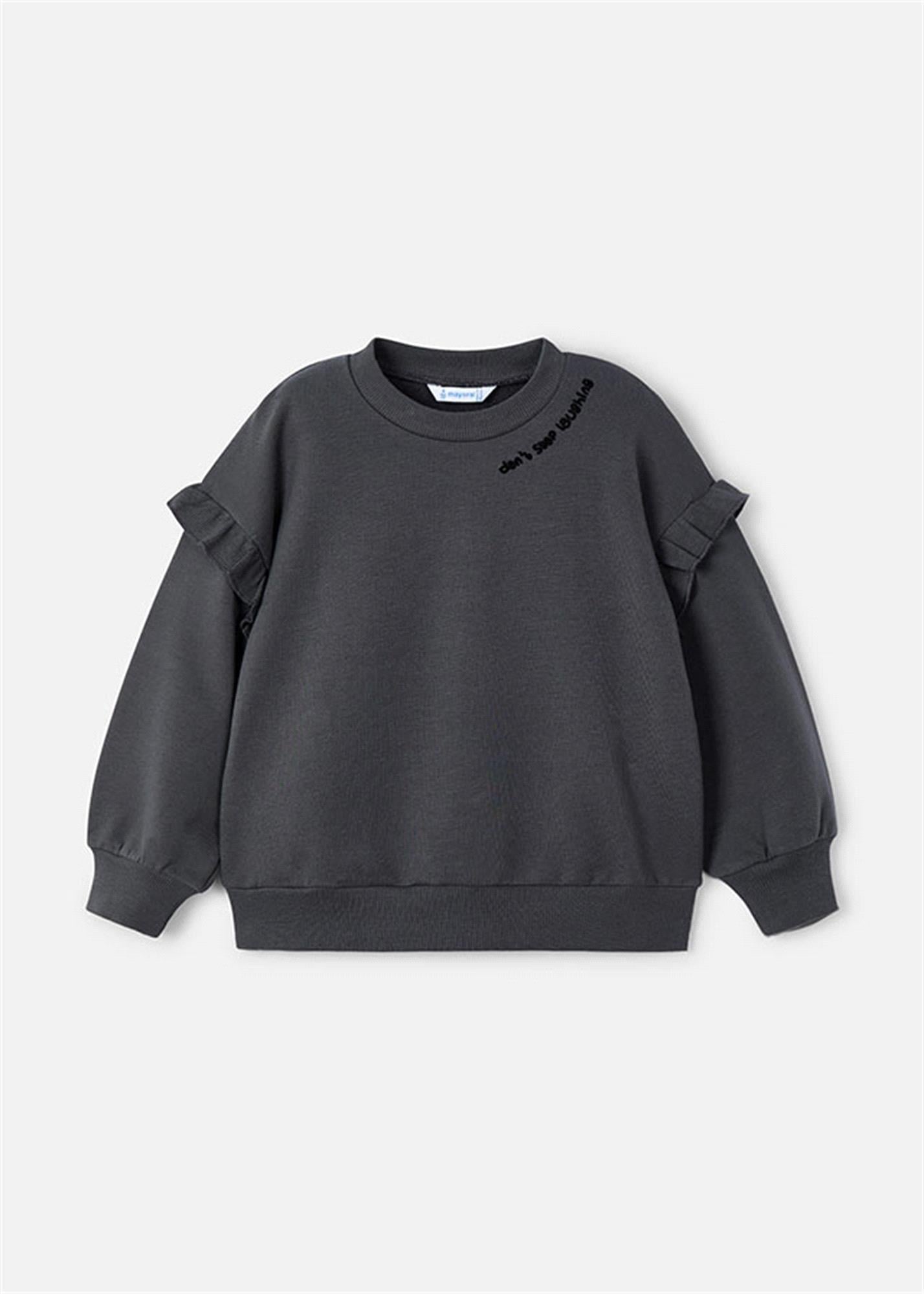 Mayoral Kız Çocuk Baskılı Sweatshirt Koyu Gri 4433