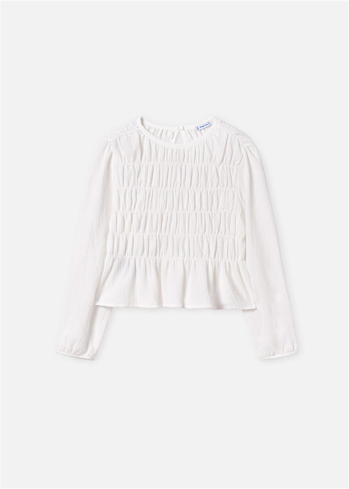 Mayoral Kız Çocuk Büzgülü Bluz Krem 7192