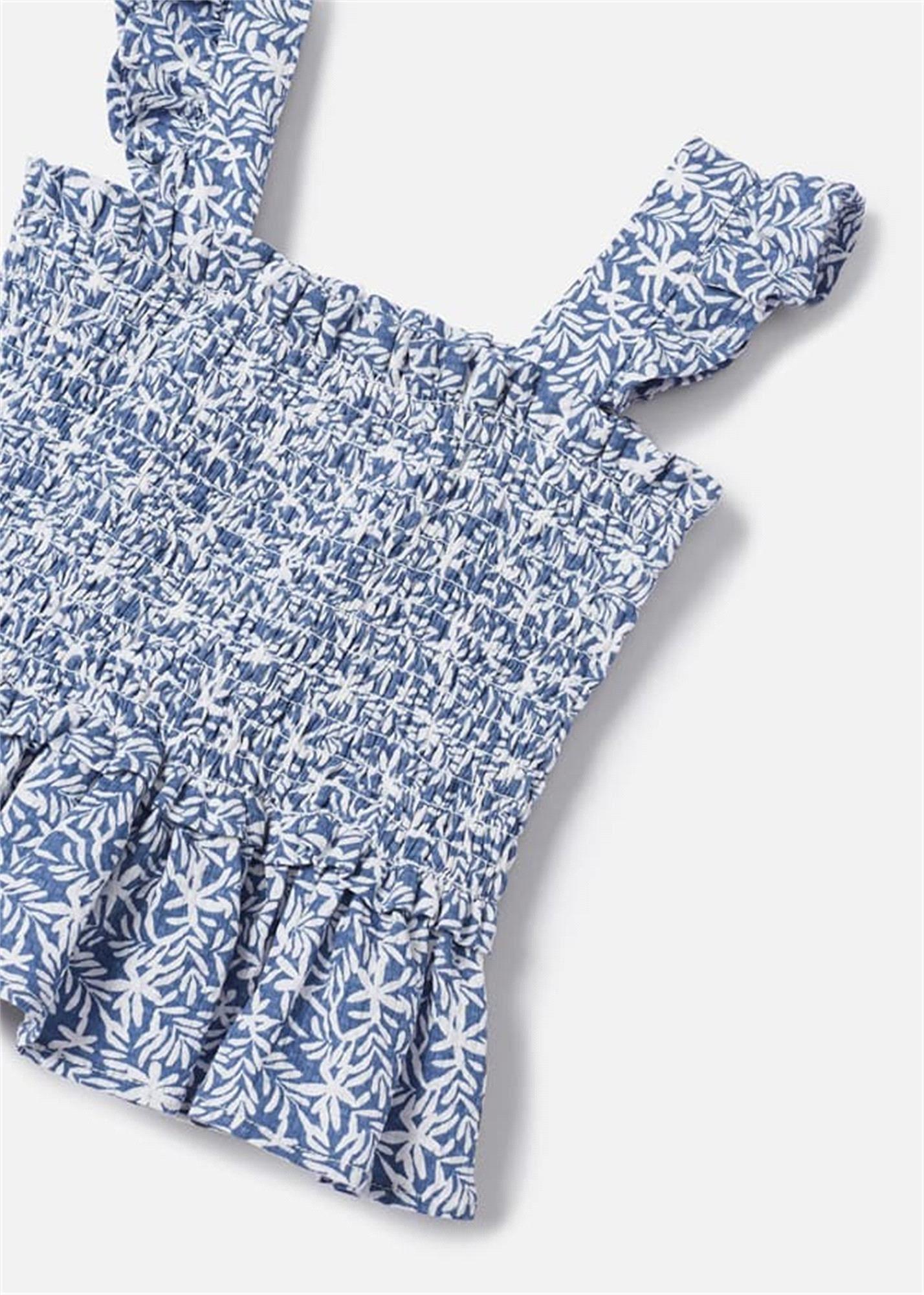 Mayoral Kız Çocuk Büzgülü Bluz Mavi 3141