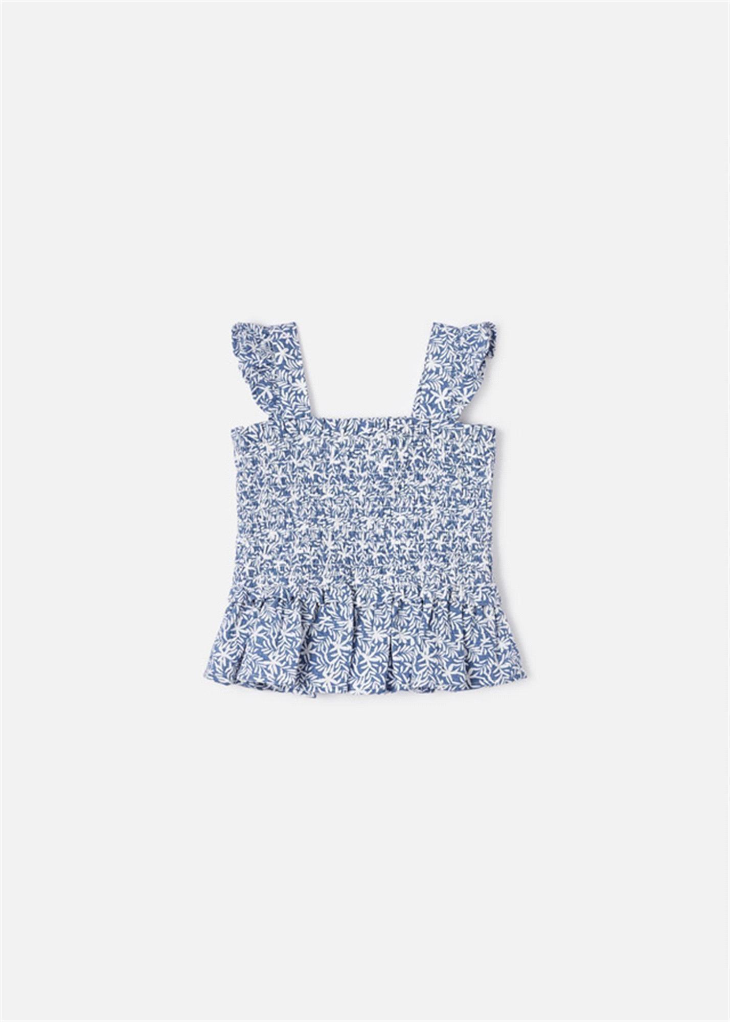 Mayoral Kız Çocuk Büzgülü Bluz Mavi 3141