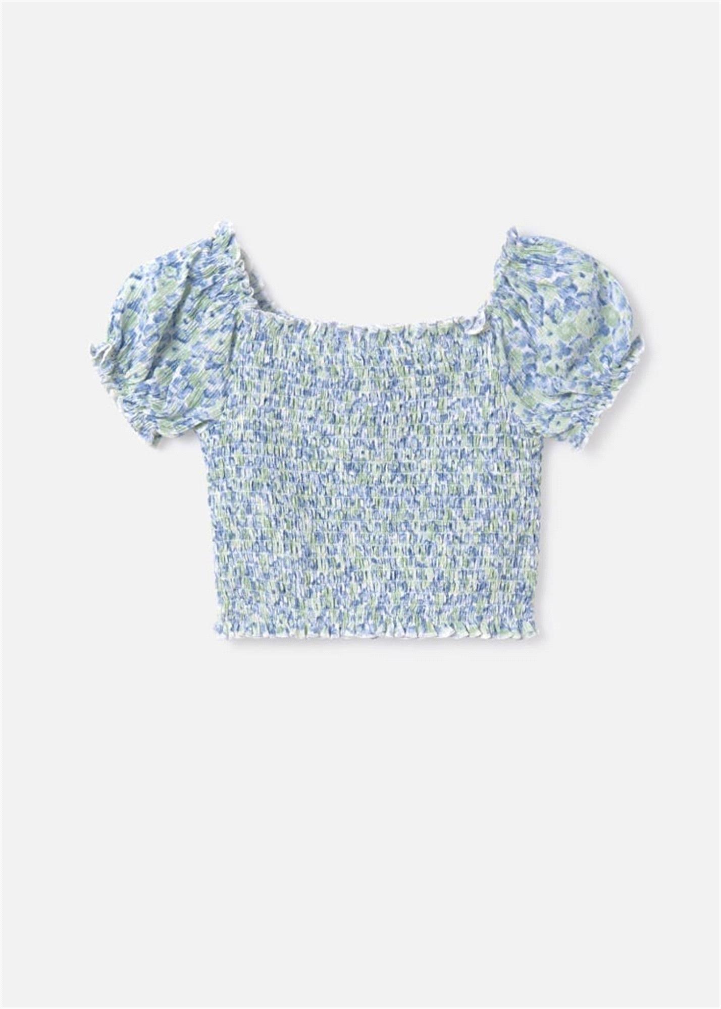 Mayoral Kız Çocuk Büzgülü Tişört Yeşil 6104