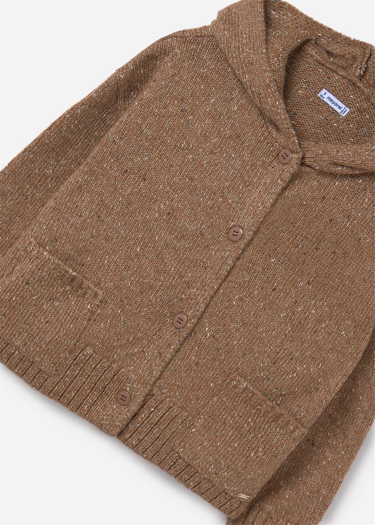 Mayoral Kız Çocuk Cepli Hırka Kahverengi 7313