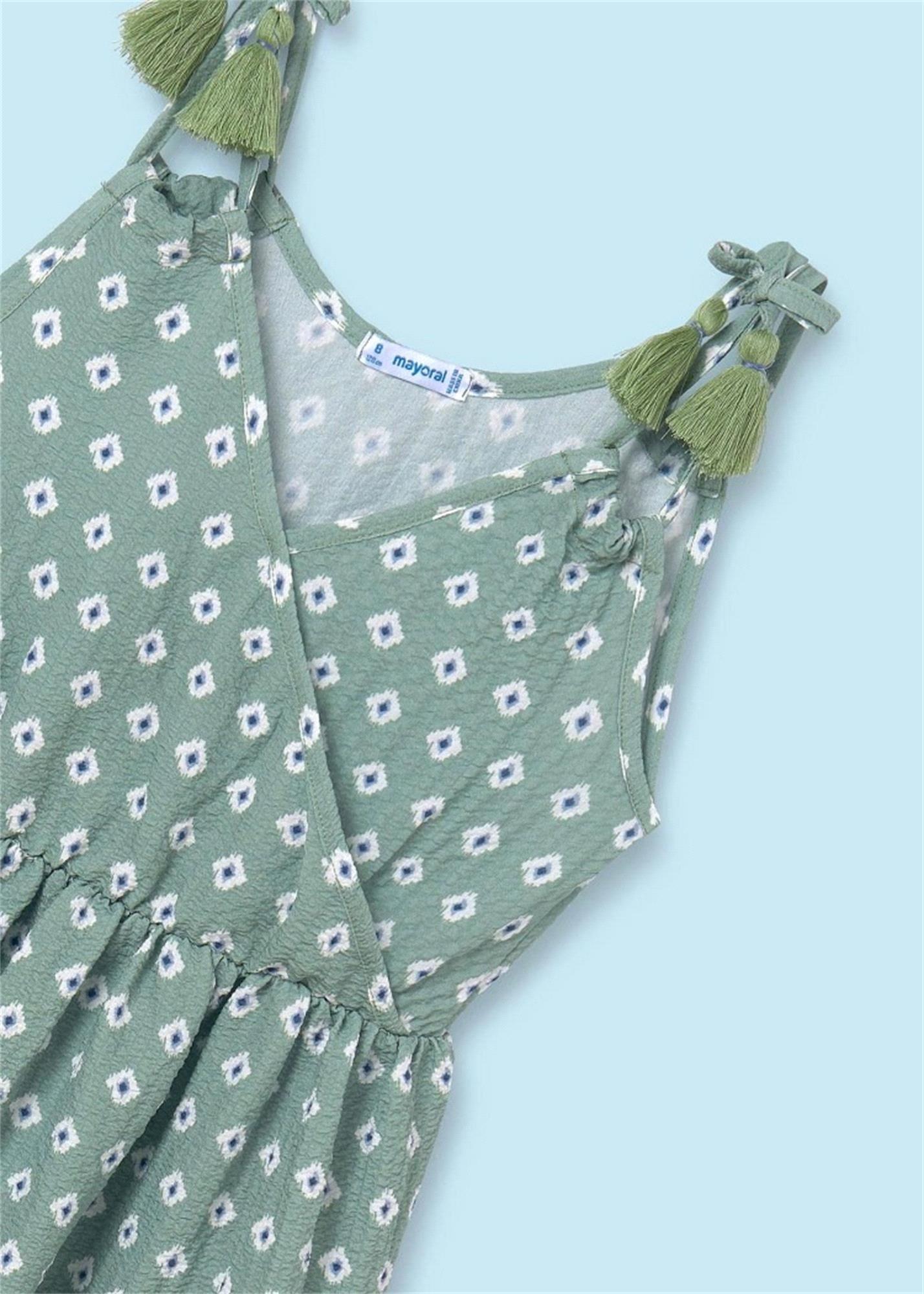 Mayoral Kız Çocuk Çiçek Baskılı Elbise Yeşil 6951