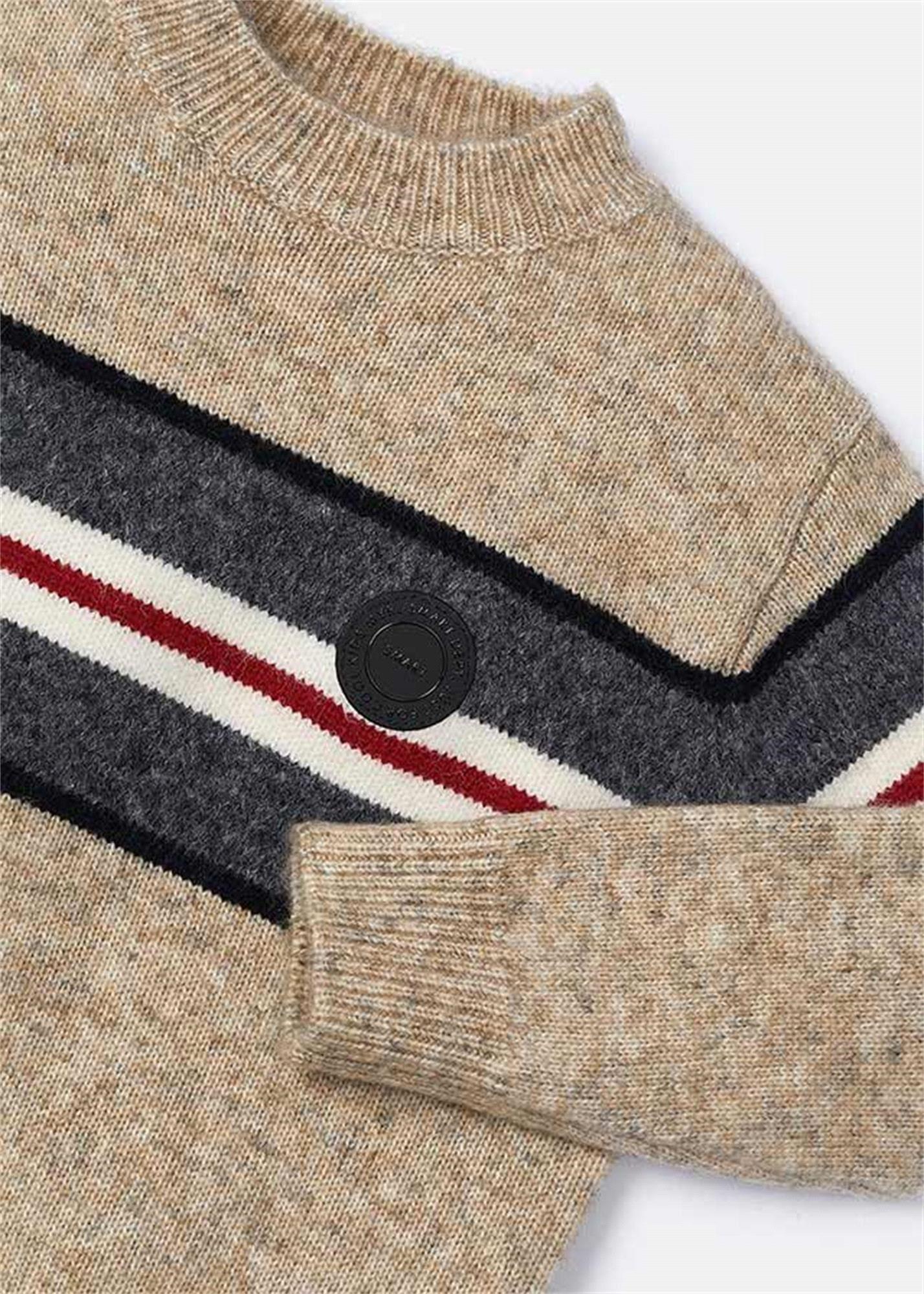 Mayoral Kız Çocuk Çizgili Kazak Bej 4334