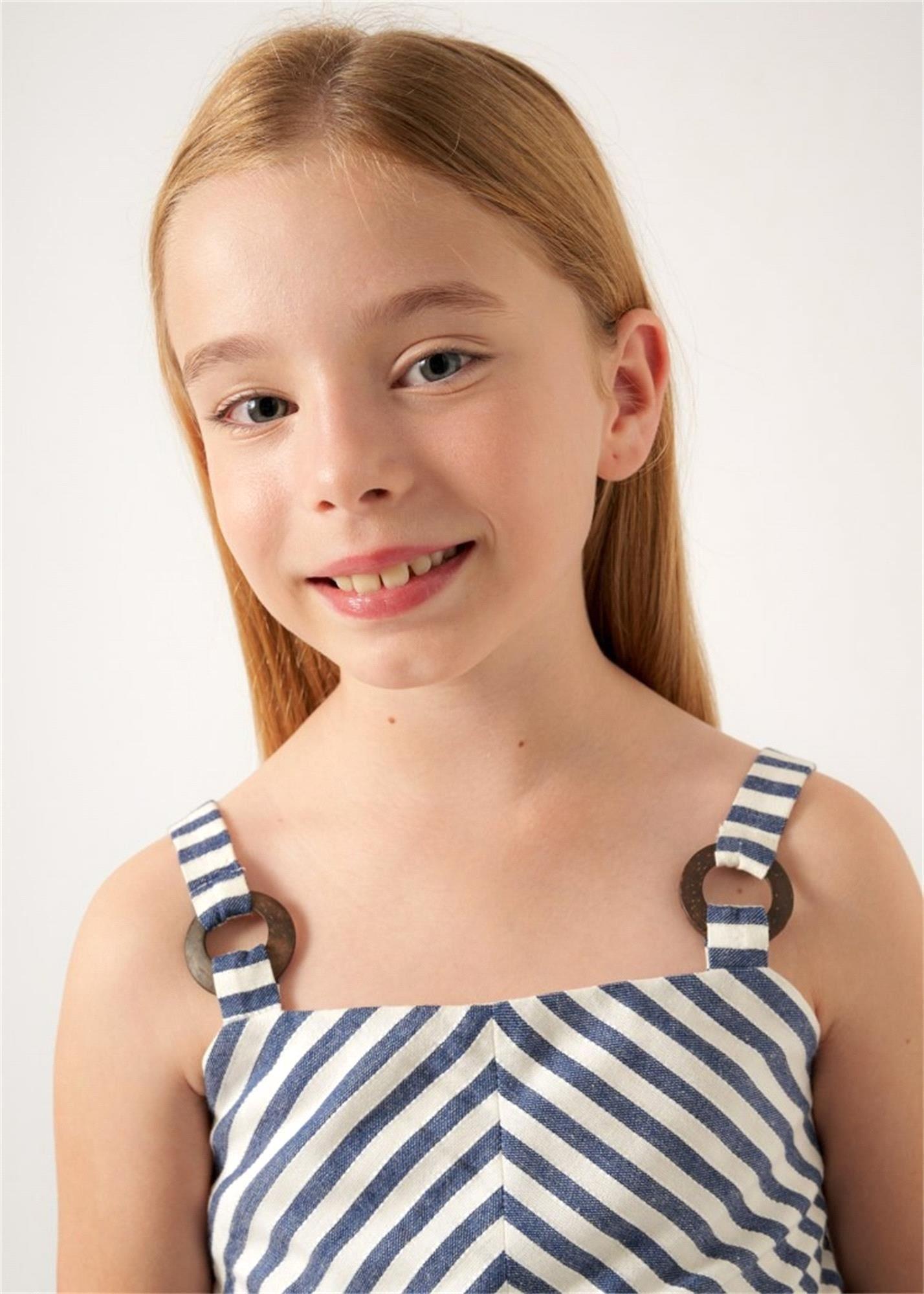 Mayoral Kız Çocuk Çizgili Kolsuz Bluz Mavi 6107