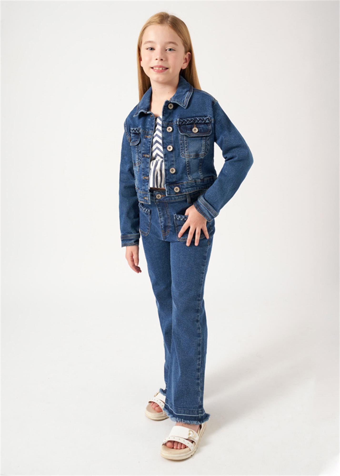 Mayoral Kız Çocuk Denim Kot Ceket Lacivert 6460