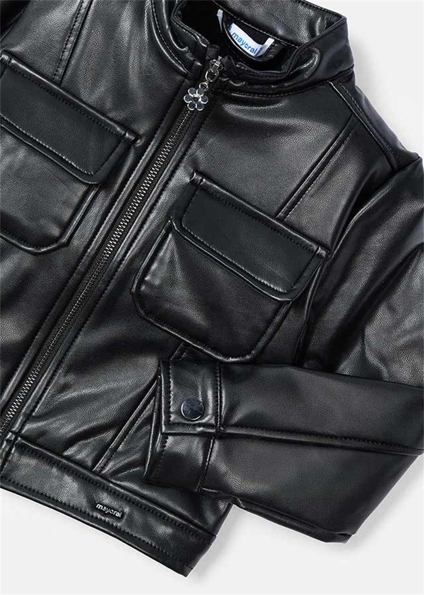 Mayoral Kız Çocuk Deri Ceket Siyah 4483