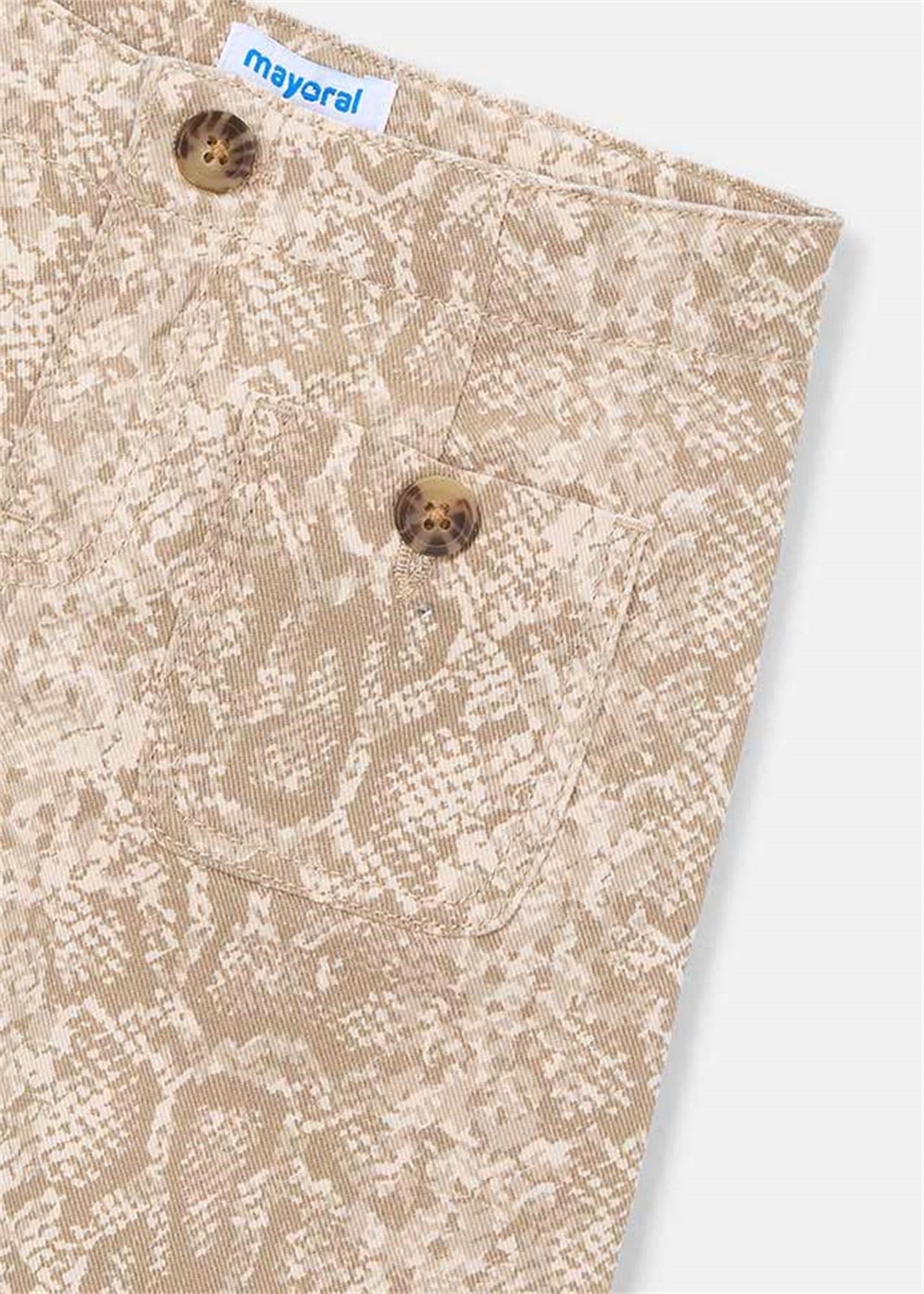 Mayoral Kız Çocuk Desenli Gabardin Bol Paça Pantolon Bej 3587