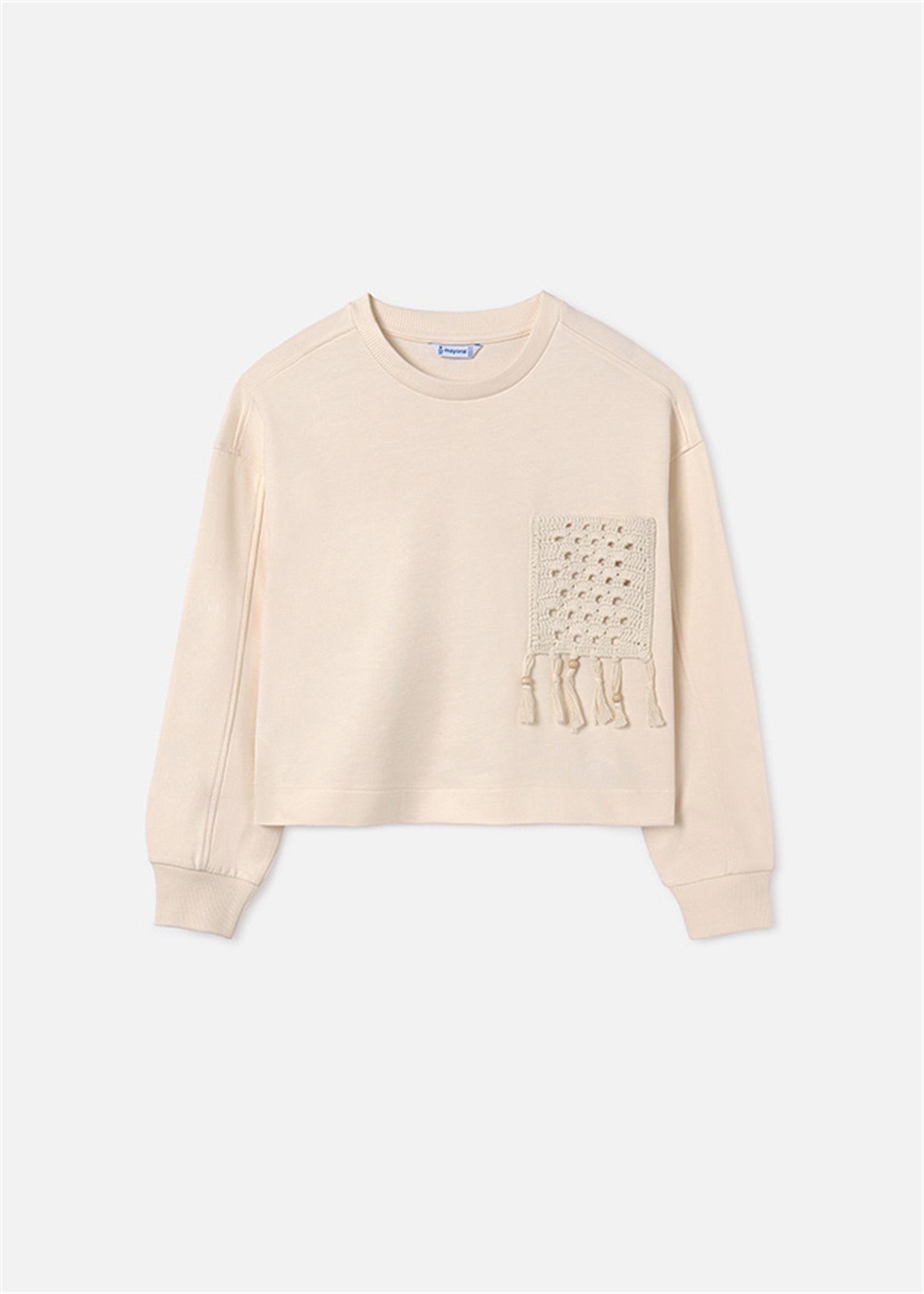 Mayoral Kız Çocuk Düşük Omuzlu Sweatshirt Bej 6455