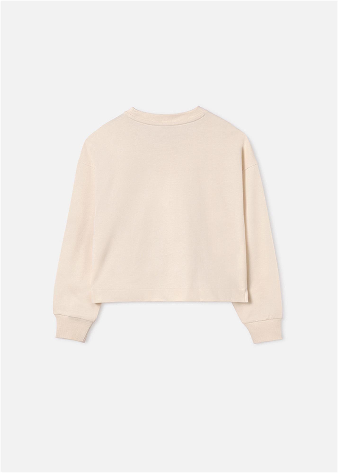 Mayoral Kız Çocuk Düşük Omuzlu Sweatshirt Bej 6455