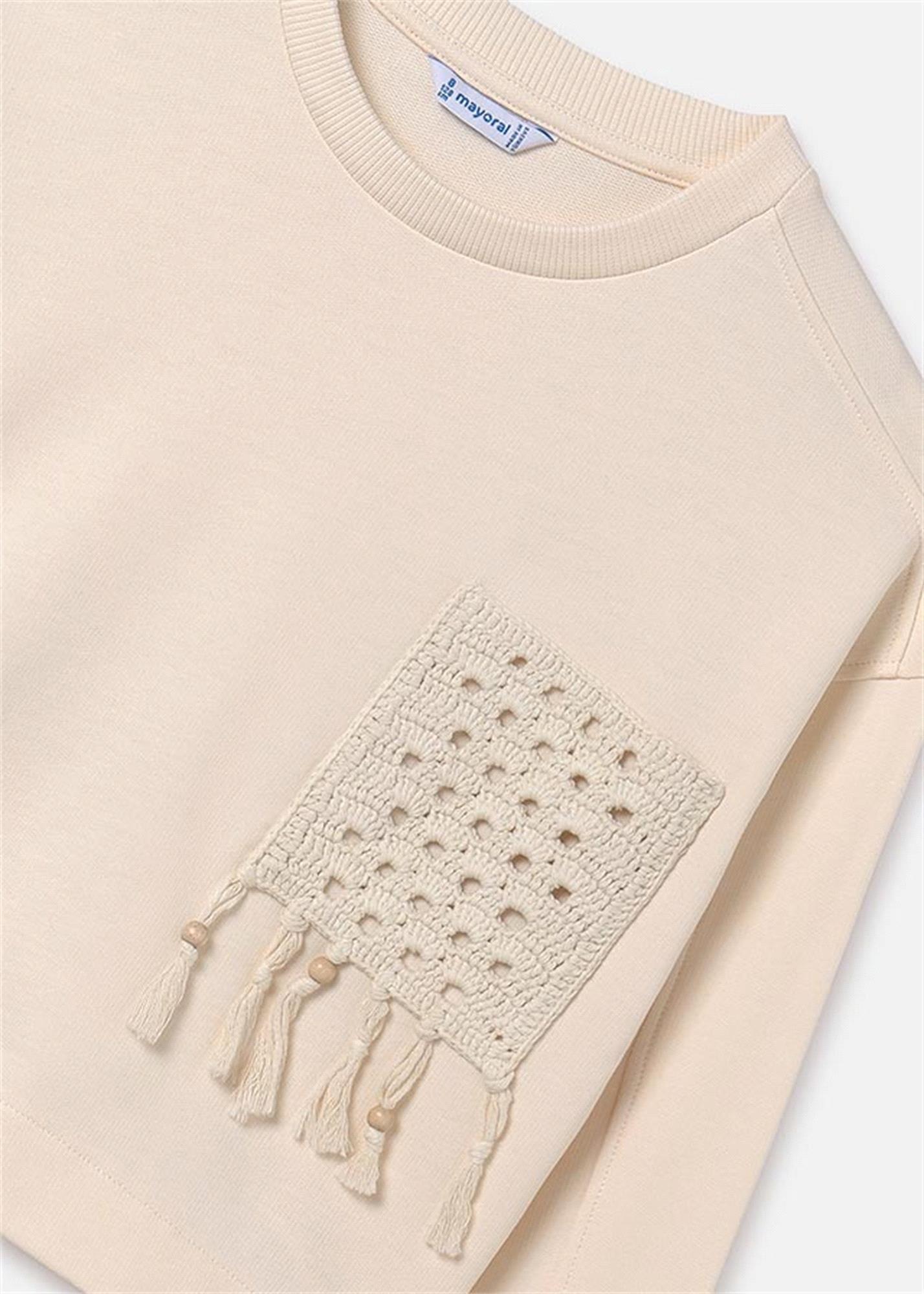 Mayoral Kız Çocuk Düşük Omuzlu Sweatshirt Bej 6455