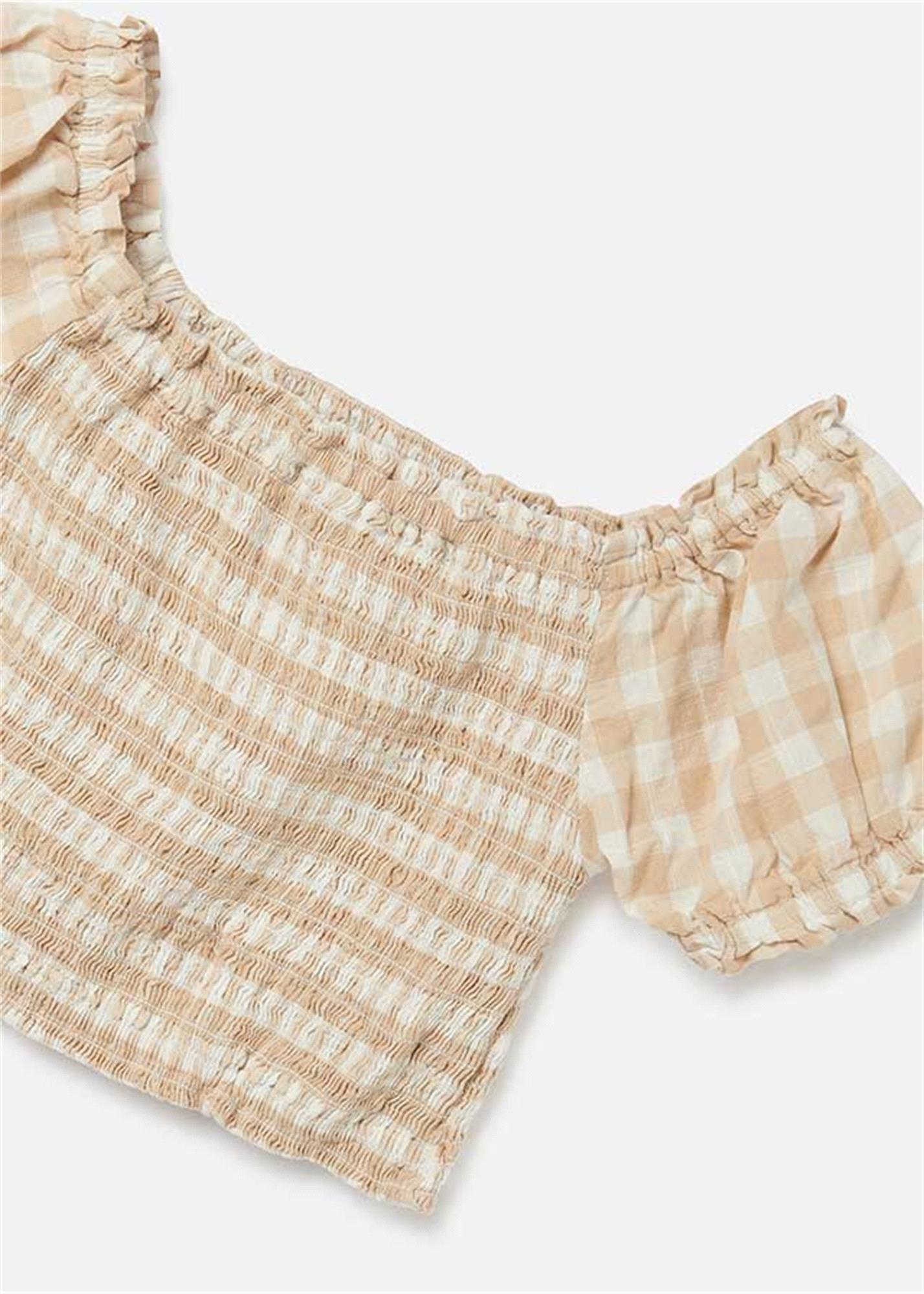 Mayoral Kız Çocuk Ekose Bluz Bej 6198