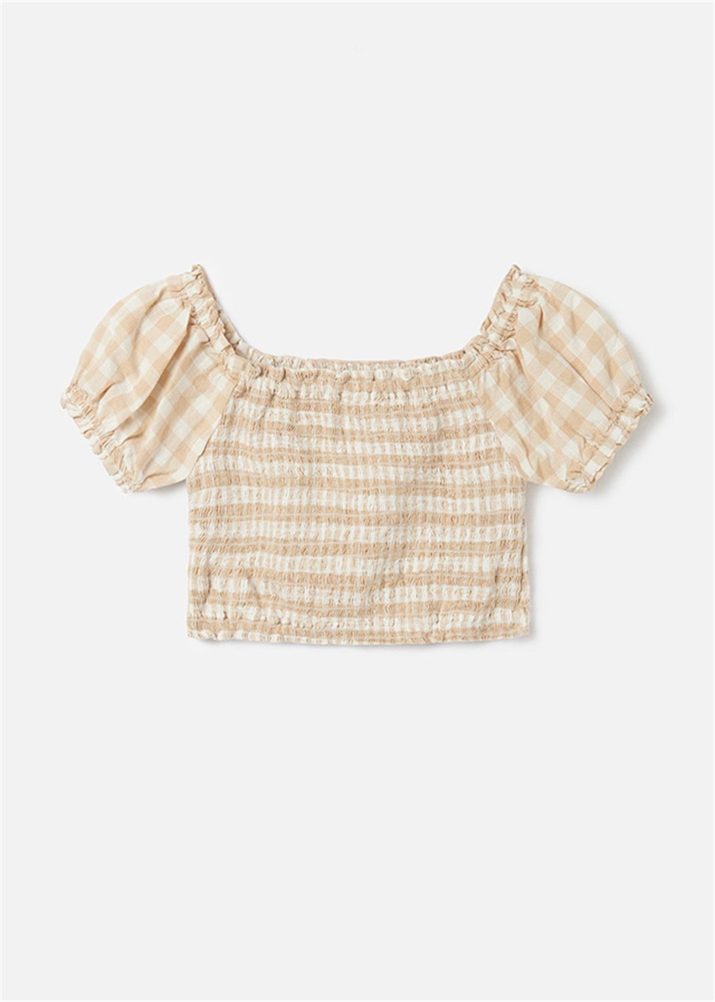 Mayoral Kız Çocuk Ekose Bluz Bej 6198