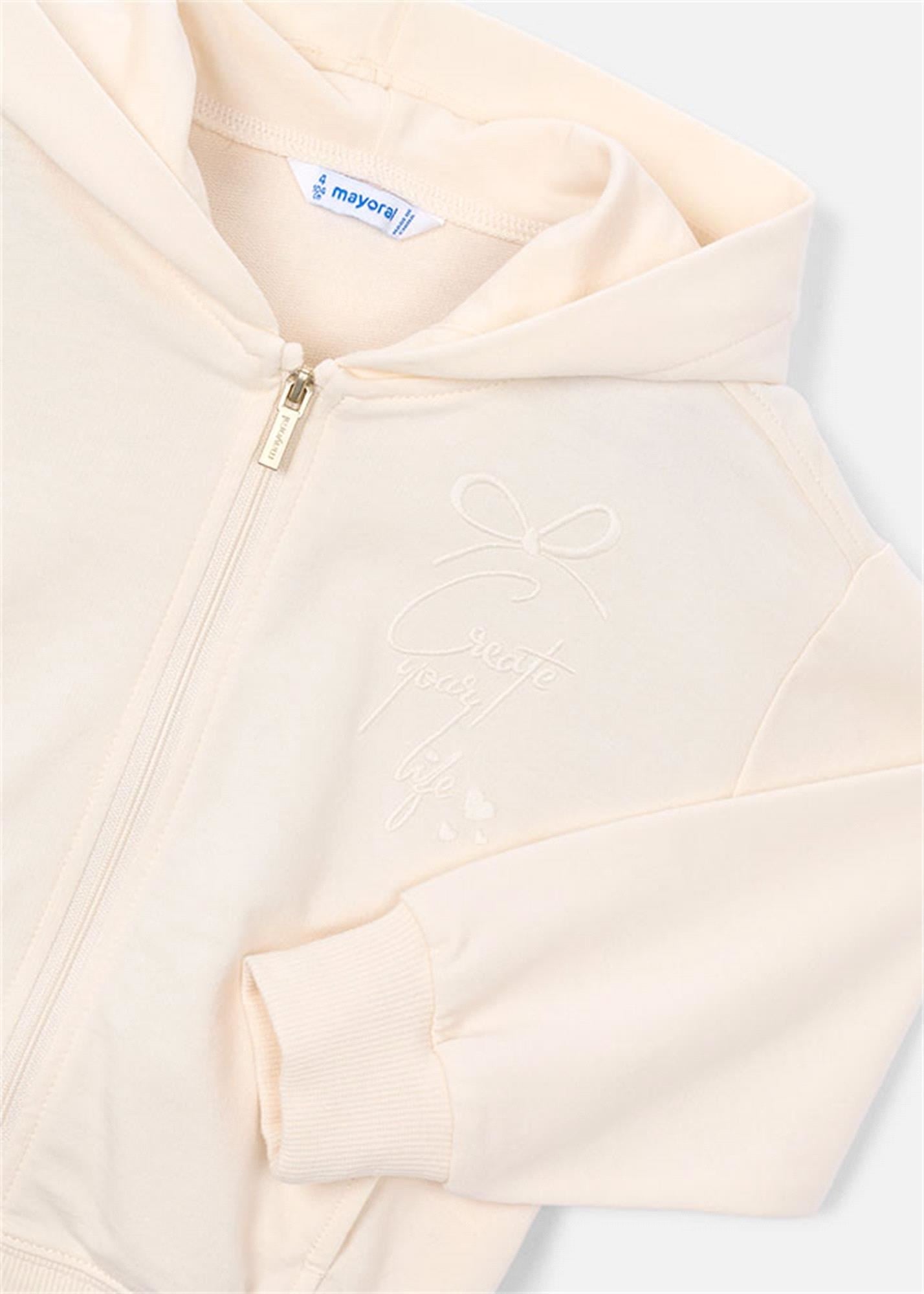 Mayoral Kız Çocuk Fermuarlı Kapüşonlu Sweatshirt Krem 3457