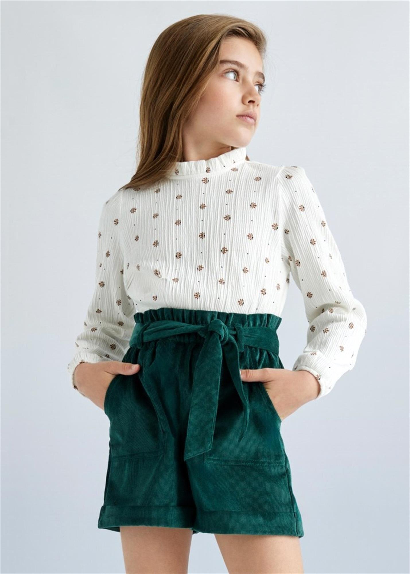 Mayoral Kız Çocuk Fitilli Kadife Şort Haki 7214