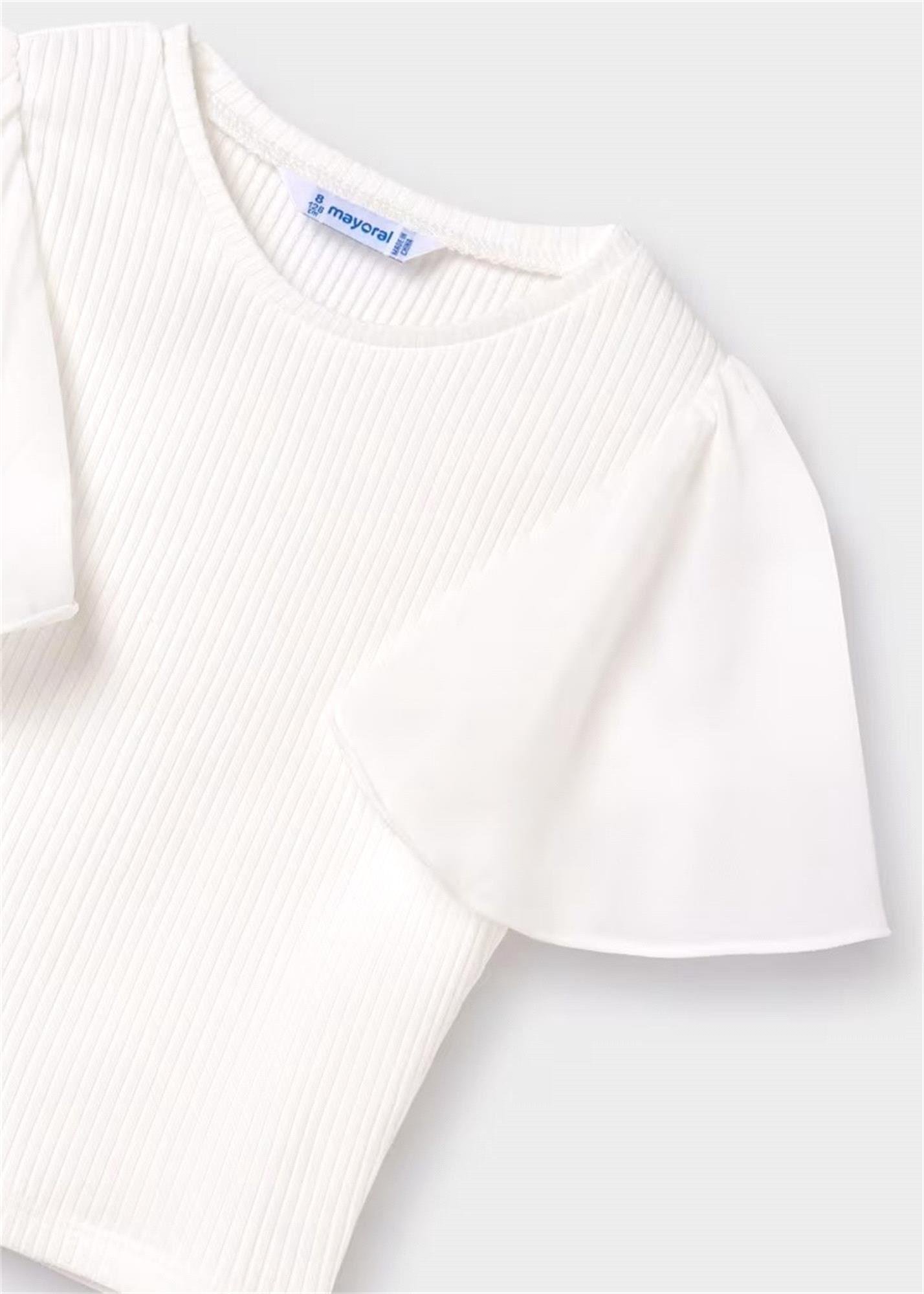 Mayoral Kız Çocuk Fitilli Tişört Krem 6004