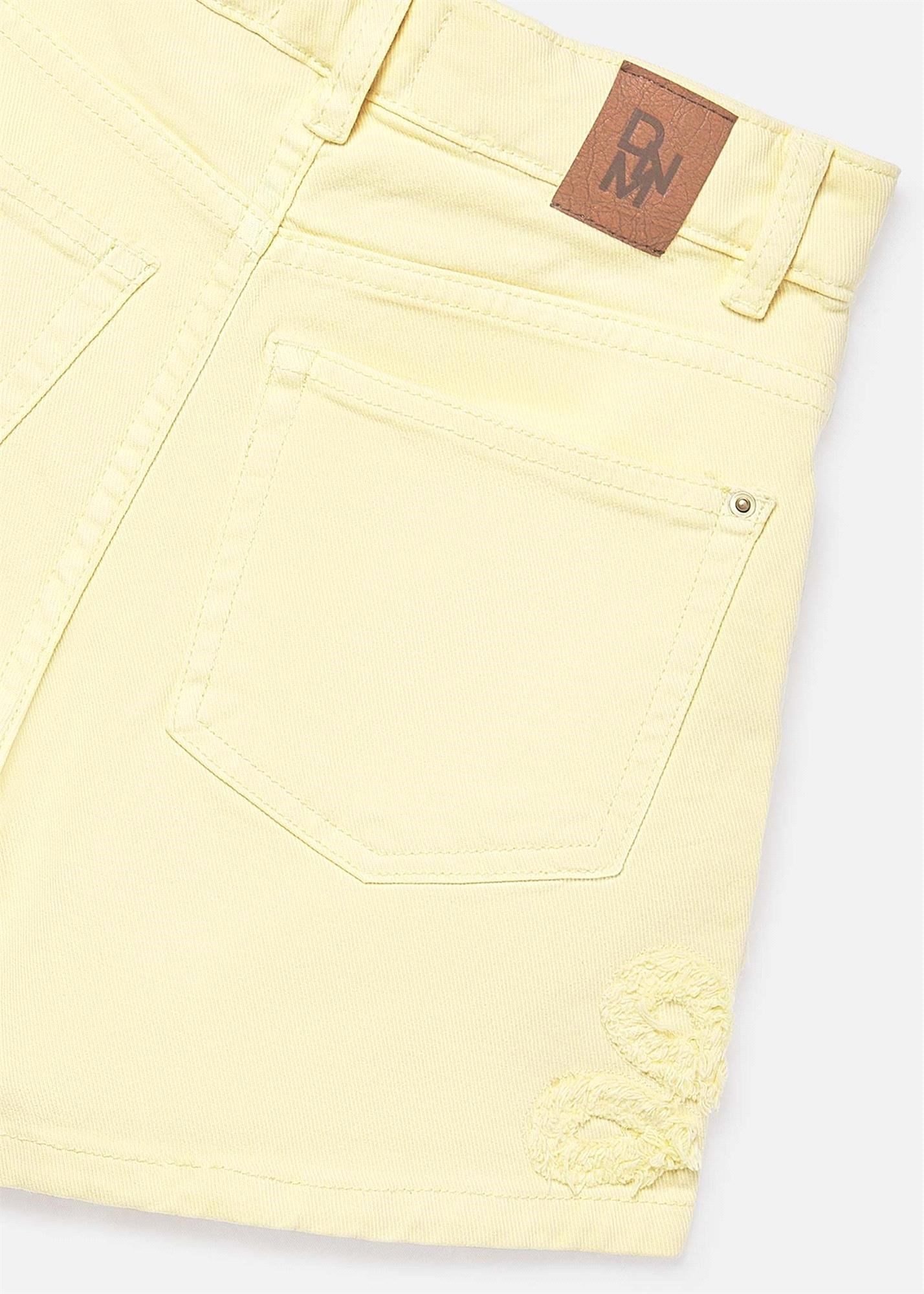 Mayoral Kız Çocuk Gabardin Çiçek Baskılı Şort Sarı 6204