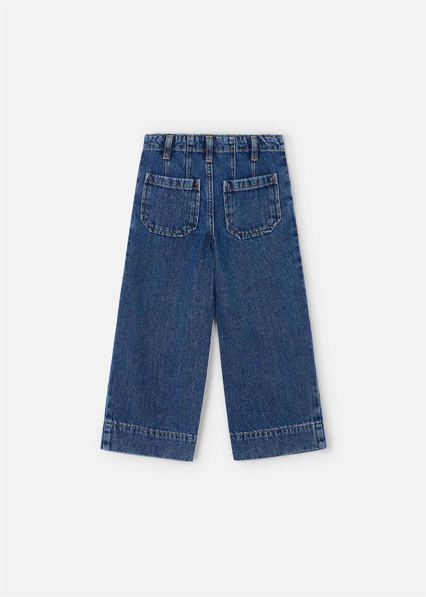 Mayoral Kız Çocuk Geniş Paça Kot Pantolon Mavi 4578