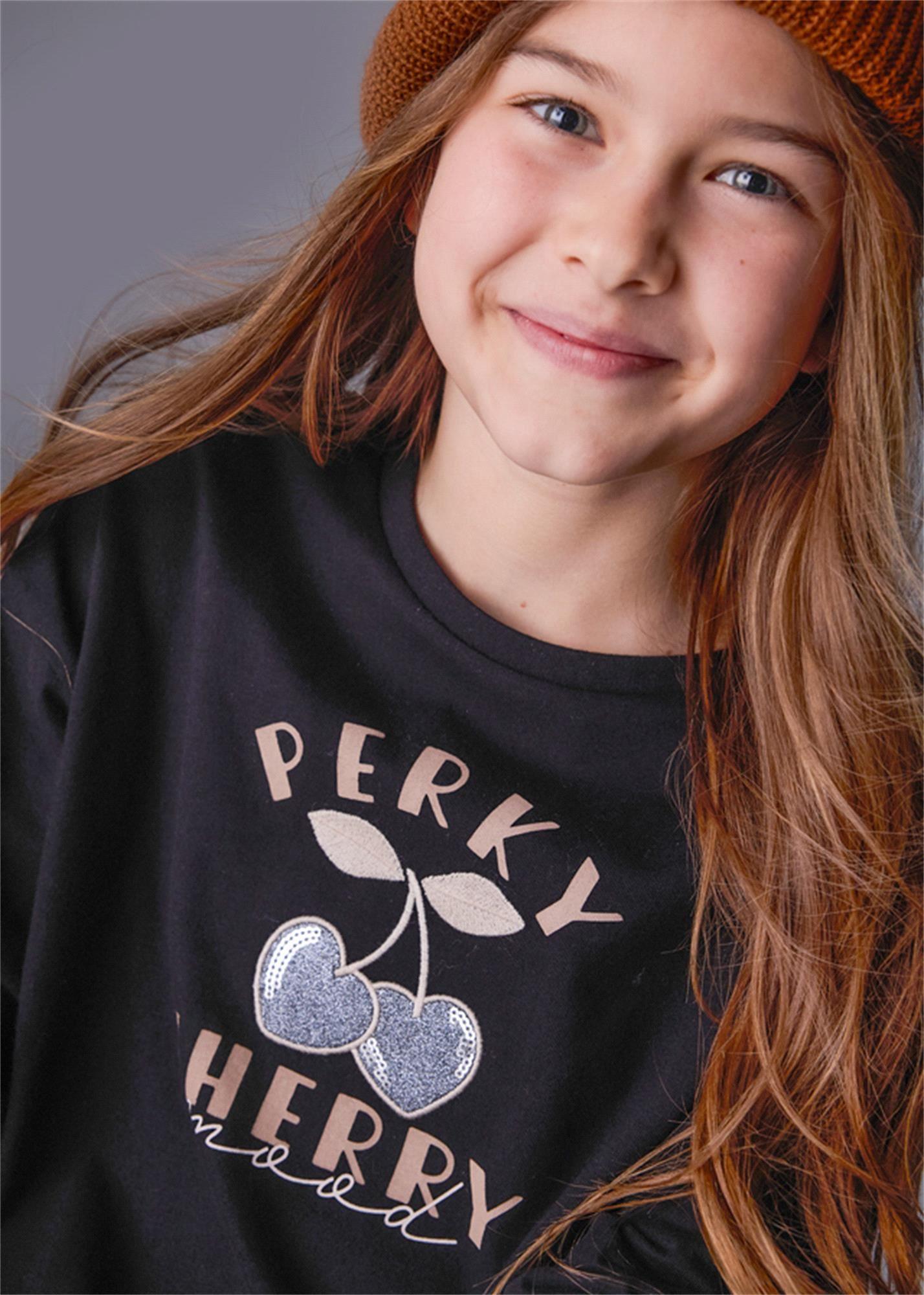 Mayoral Kız Çocuk Harfli Uzun Kollu Tişört Siyah 7021