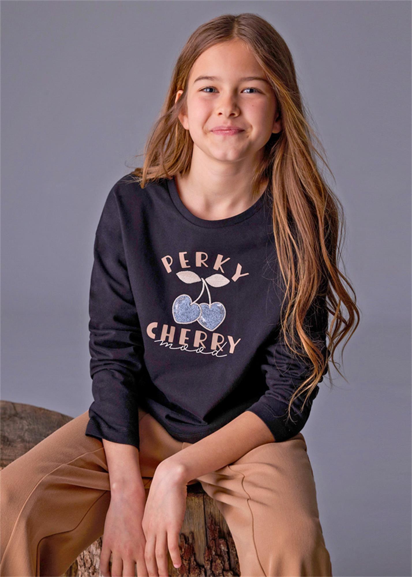 Mayoral Kız Çocuk Harfli Uzun Kollu Tişört Siyah 7021