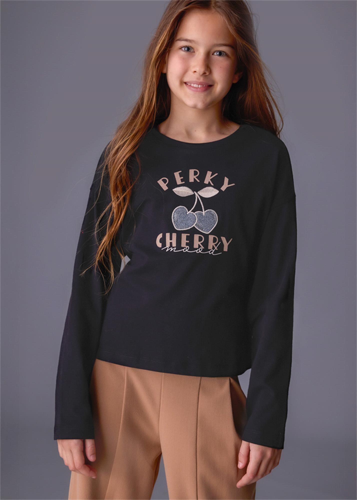 Mayoral Kız Çocuk Harfli Uzun Kollu Tişört Siyah 7021