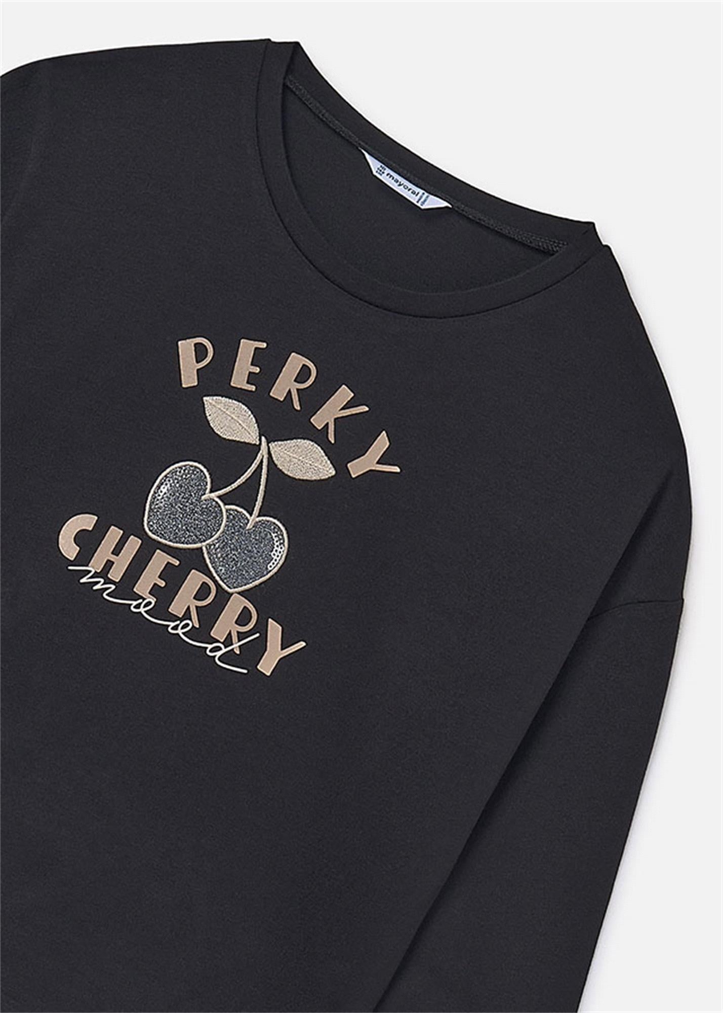 Mayoral Kız Çocuk Harfli Uzun Kollu Tişört Siyah 7021