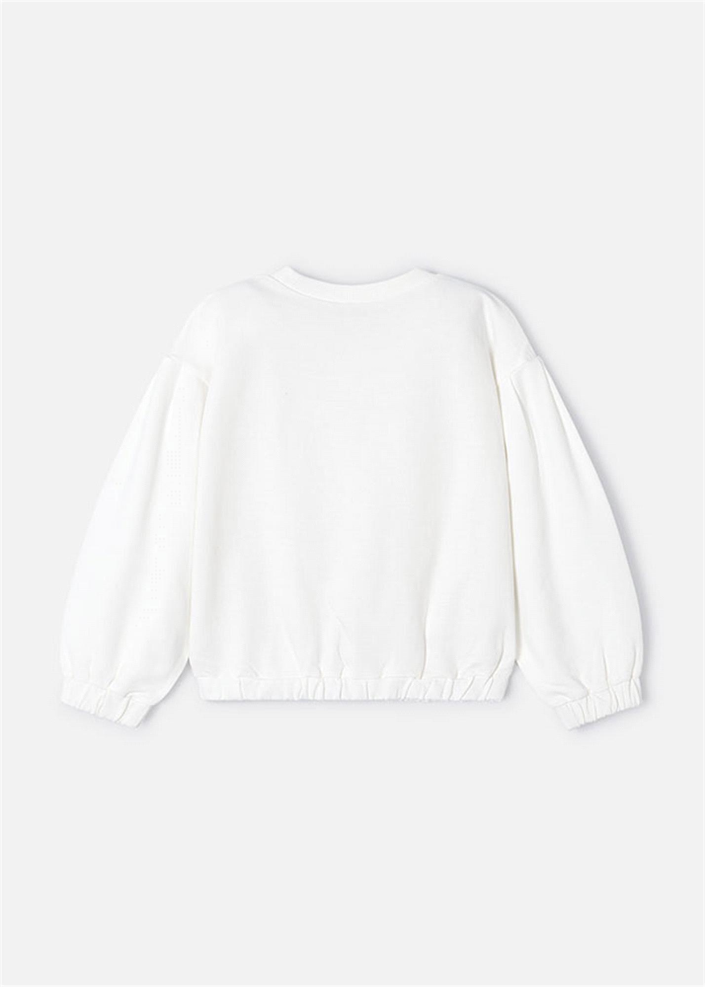 Mayoral Kız Çocuk İşlemeli Harfli Sweatshirt Krem 3468