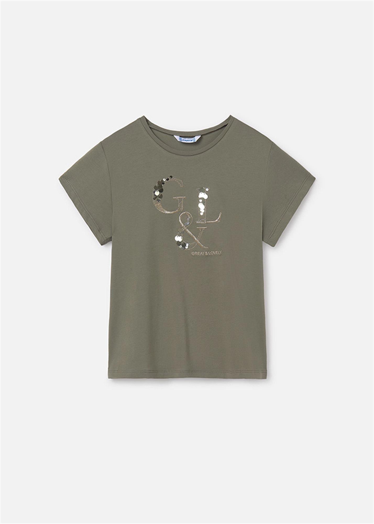 Mayoral Kız Çocuk İşlemeli Tişört Yeşil 854