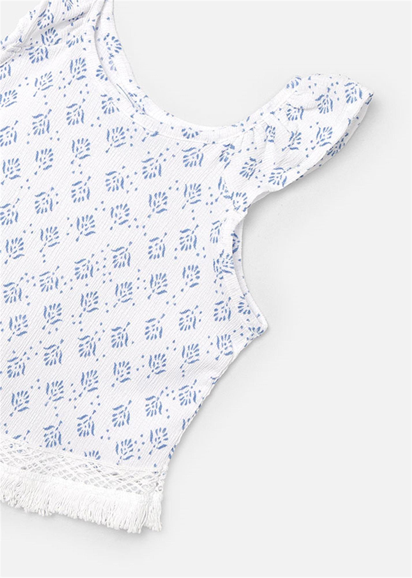 Mayoral Kız Çocuk Jakarlı Tişört Beyaz 3095