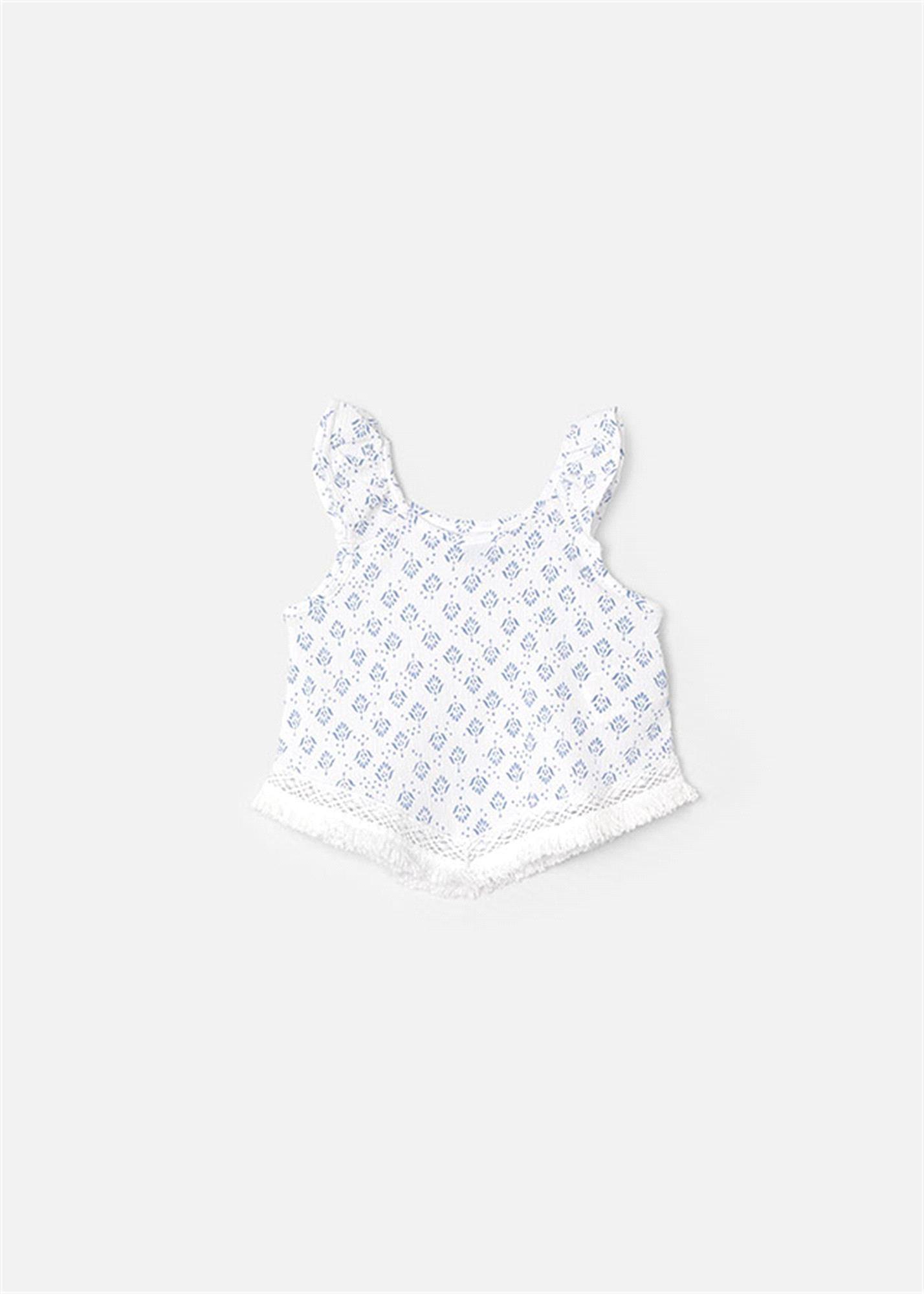 Mayoral Kız Çocuk Jakarlı Tişört Beyaz 3095