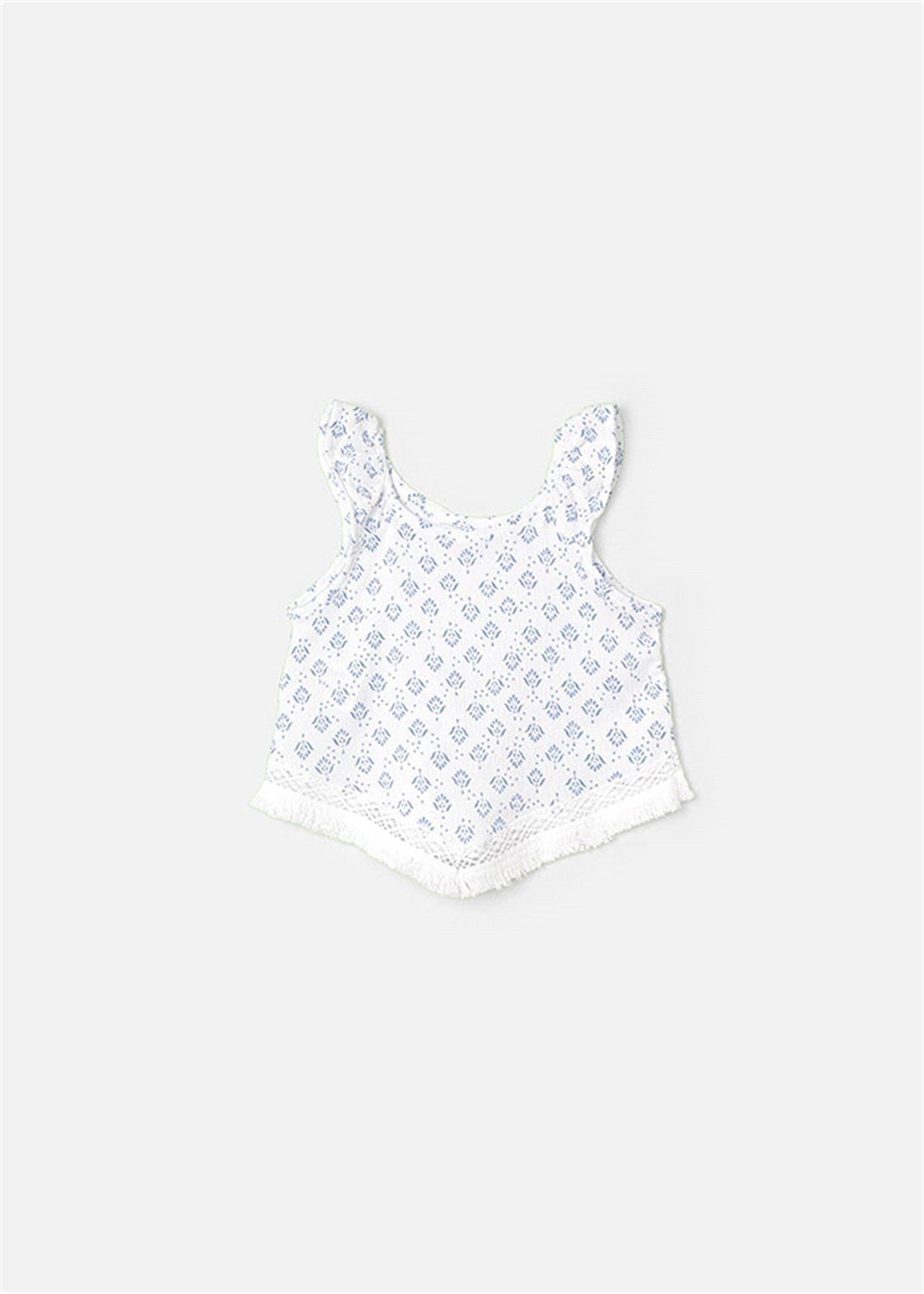 Mayoral Kız Çocuk Jakarlı Tişört Beyaz 3095