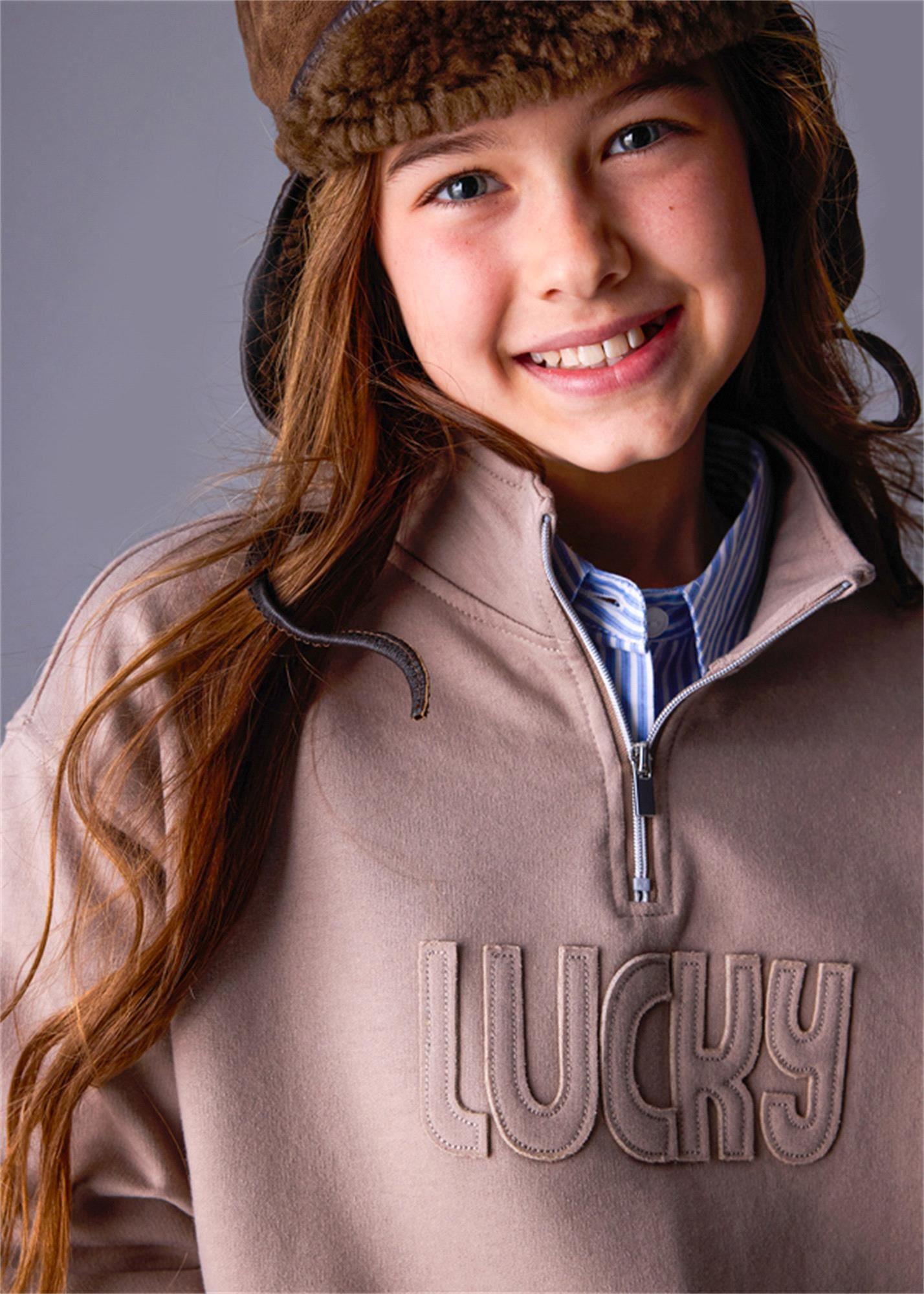 Mayoral Kız Çocuk Kabartmalı Sweatshirt Kahverengi 7424