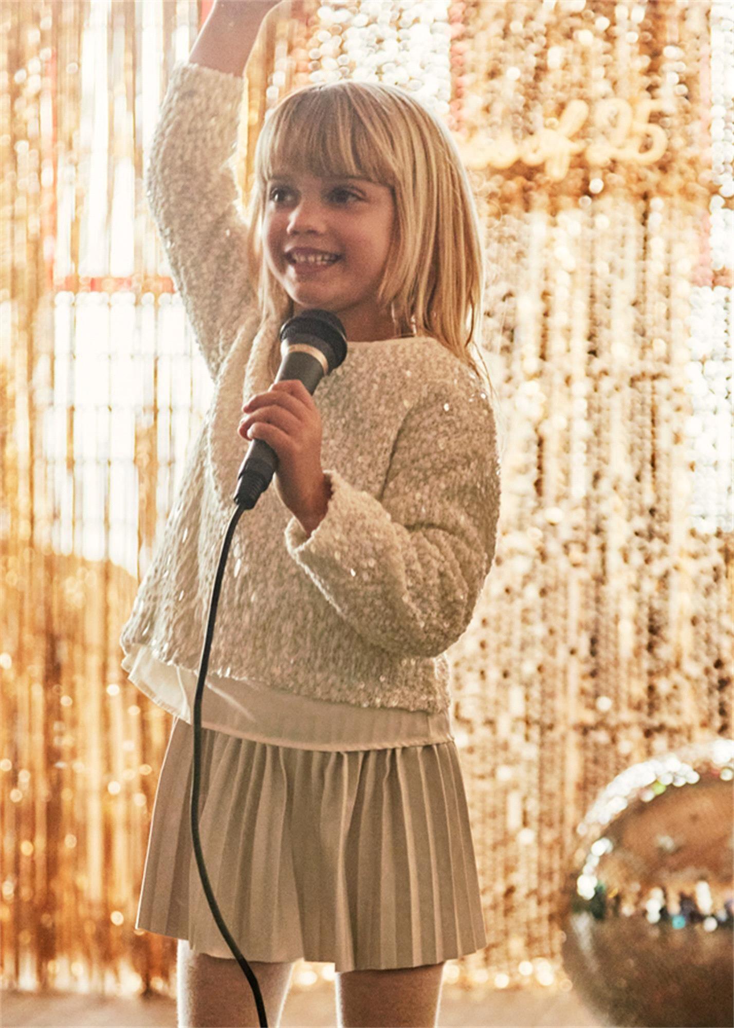 Mayoral Kız Çocuk Kombine Pullu  Elbise Bej 4925