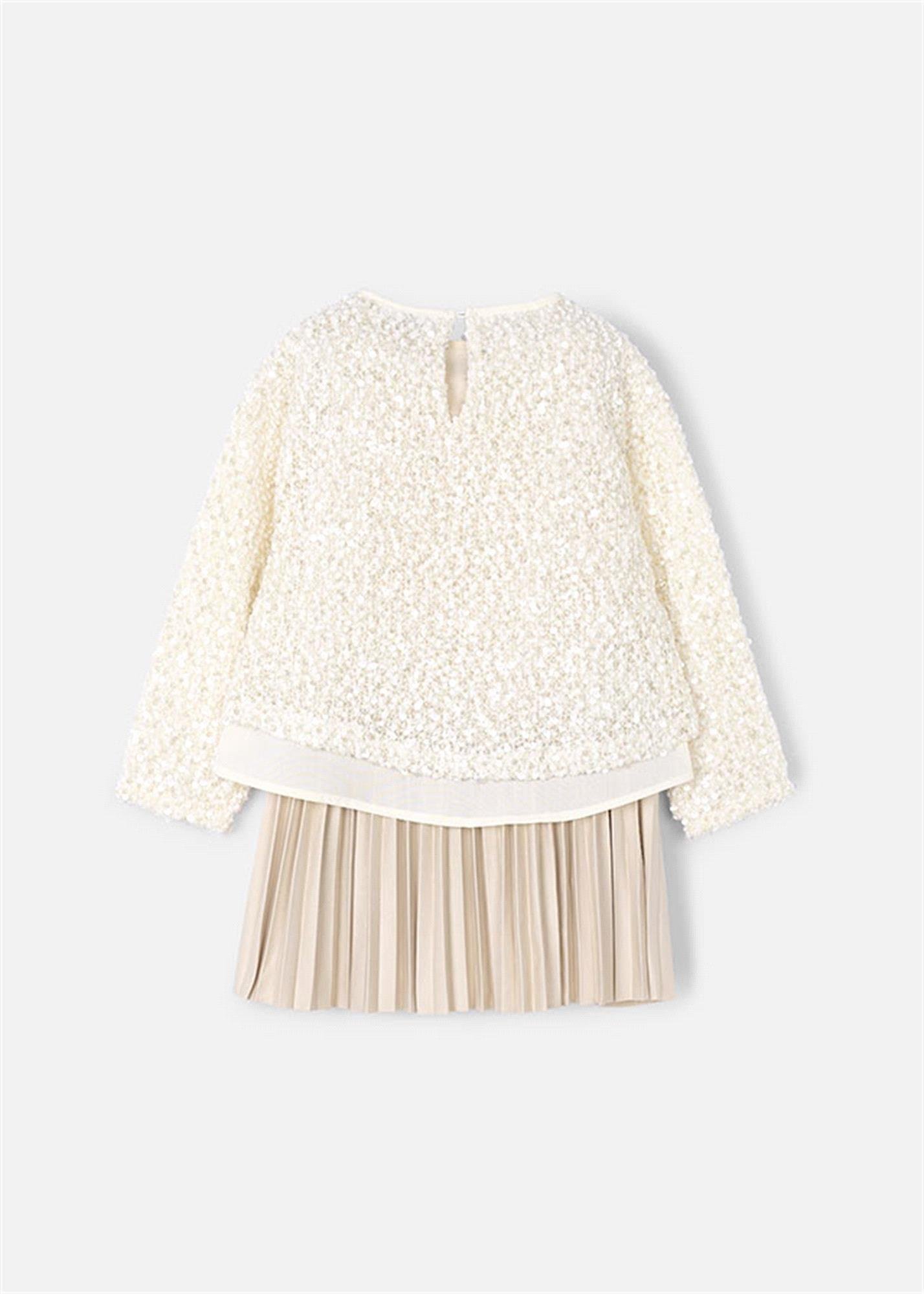 Mayoral Kız Çocuk Kombine Pullu  Elbise Bej 4925