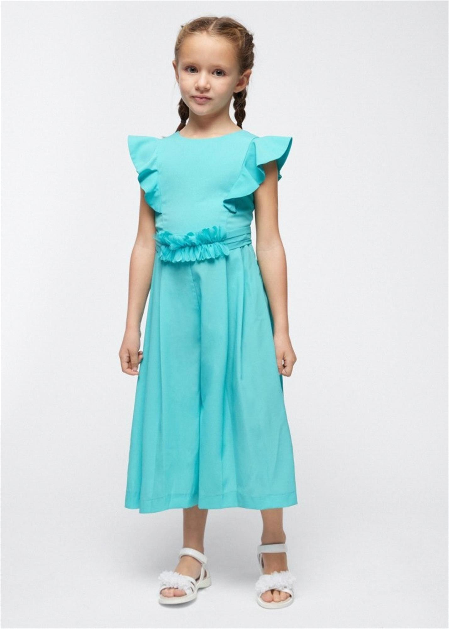 Mayoral Kız Çocuk Krep Kuşaklı Tulum Turkuaz 3857