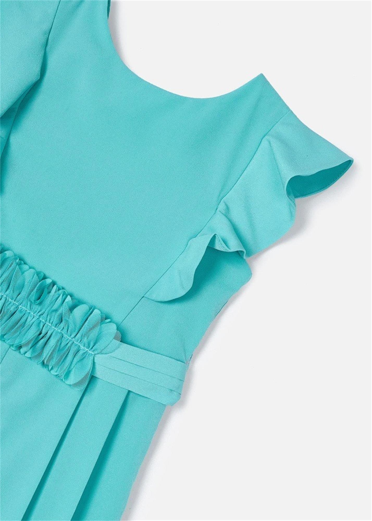 Mayoral Kız Çocuk Krep Kuşaklı Tulum Turkuaz 3857