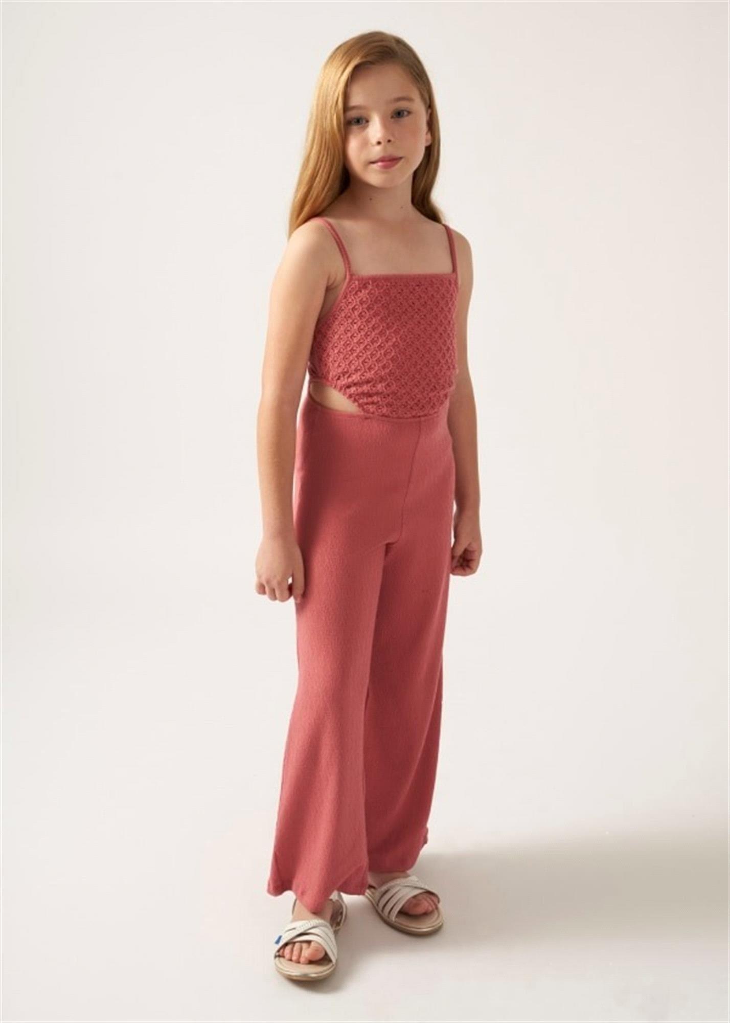 Mayoral Kız Çocuk Örgü Tulum Gül Kurusu 6859 