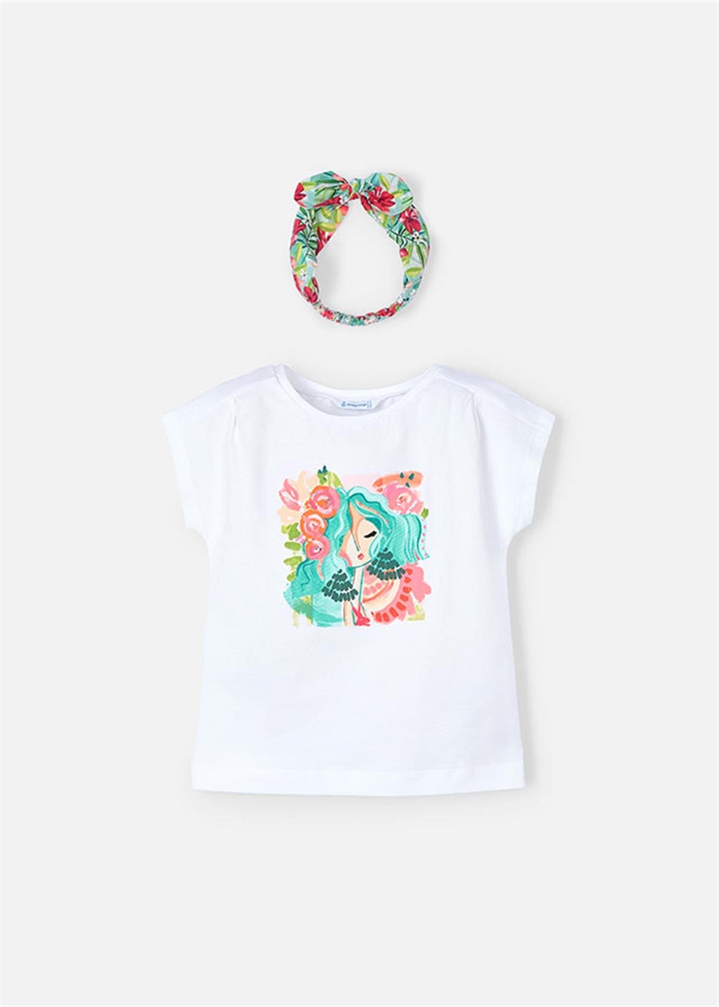 Mayoral Kız Çocuk Saç Bantlı Tişört Beyaz 3009
