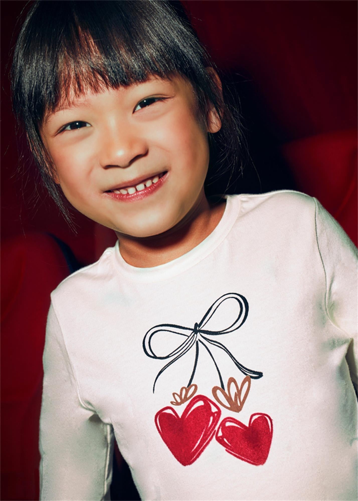 Mayoral Kız Çocuk Saç Bantlı Uzun Kol Tişört Krem 4008