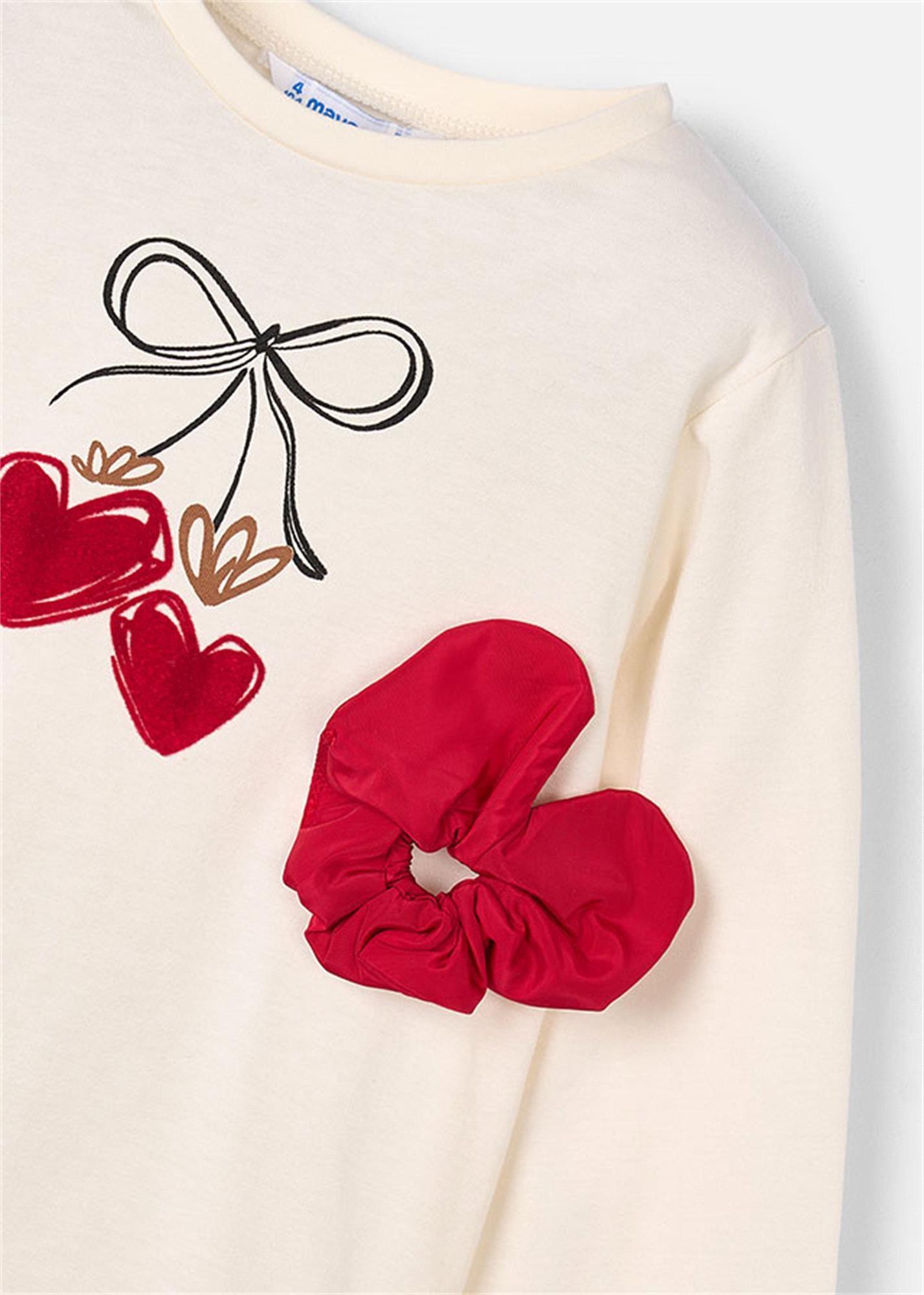Mayoral Kız Çocuk Saç Bantlı Uzun Kol Tişört Krem 4008