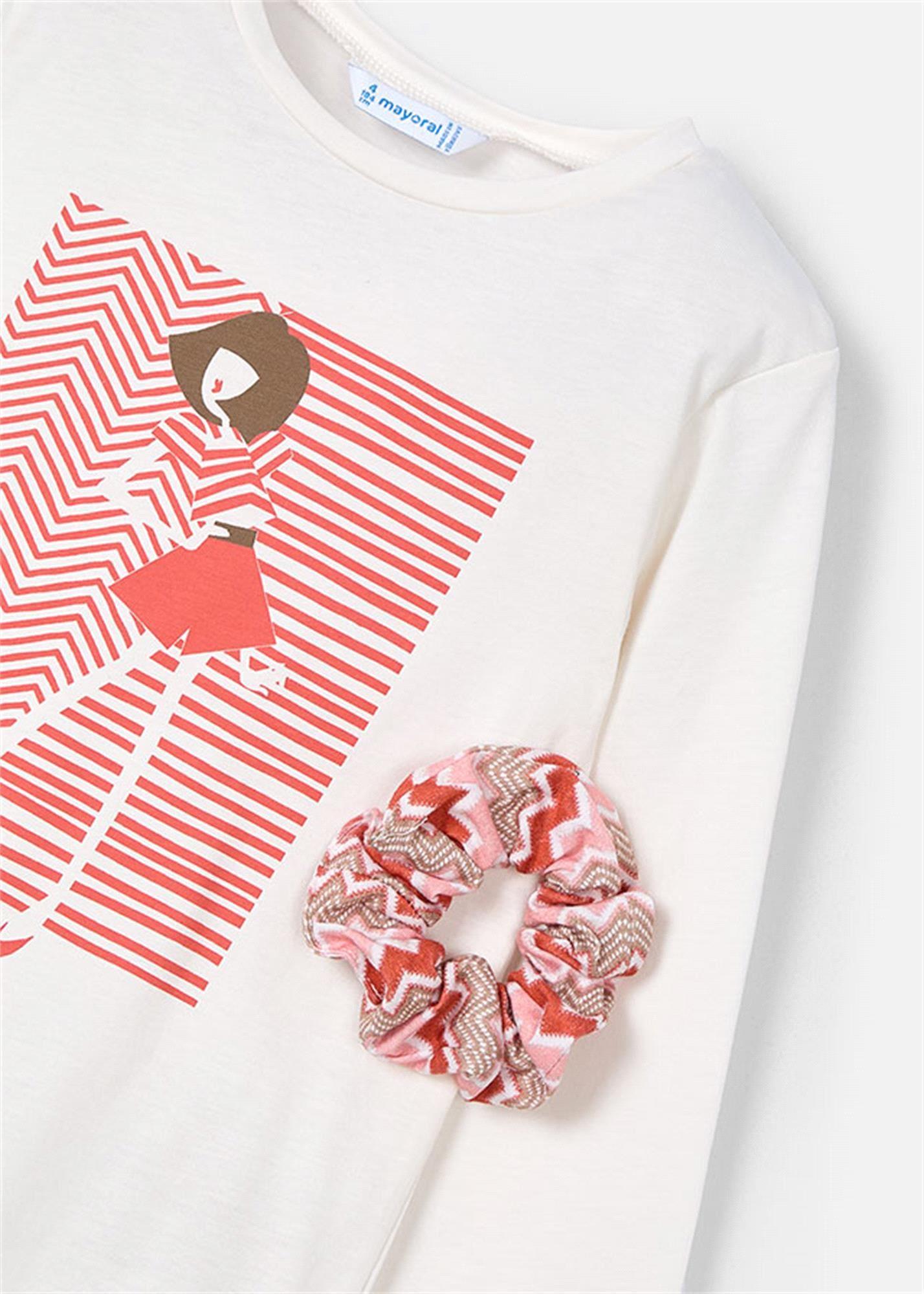 Mayoral Kız Çocuk Saç Tokalı Tişört Kemik 3016