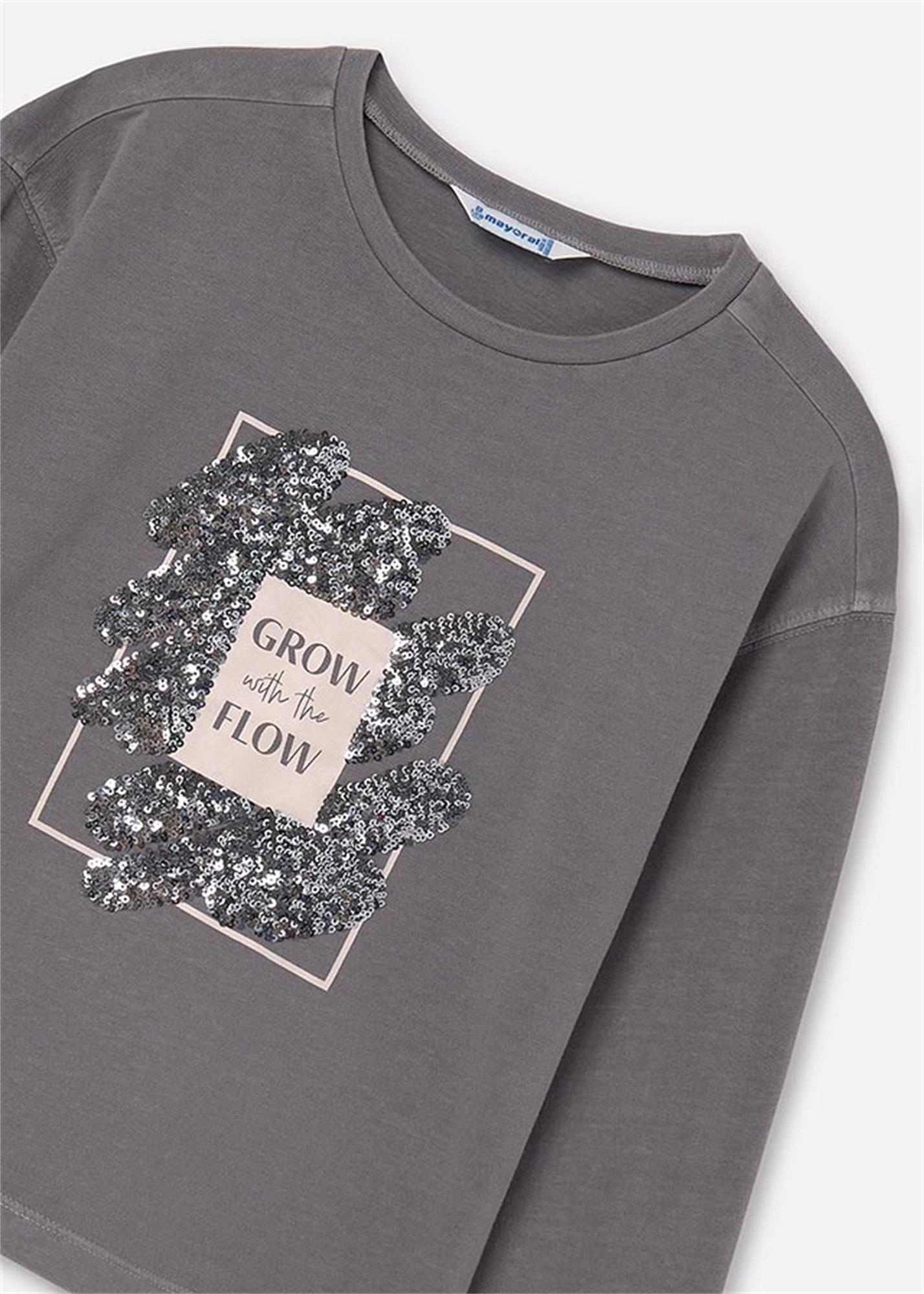 Mayoral Kız Çocuk Uzun Kollu Tişört Gri 7010