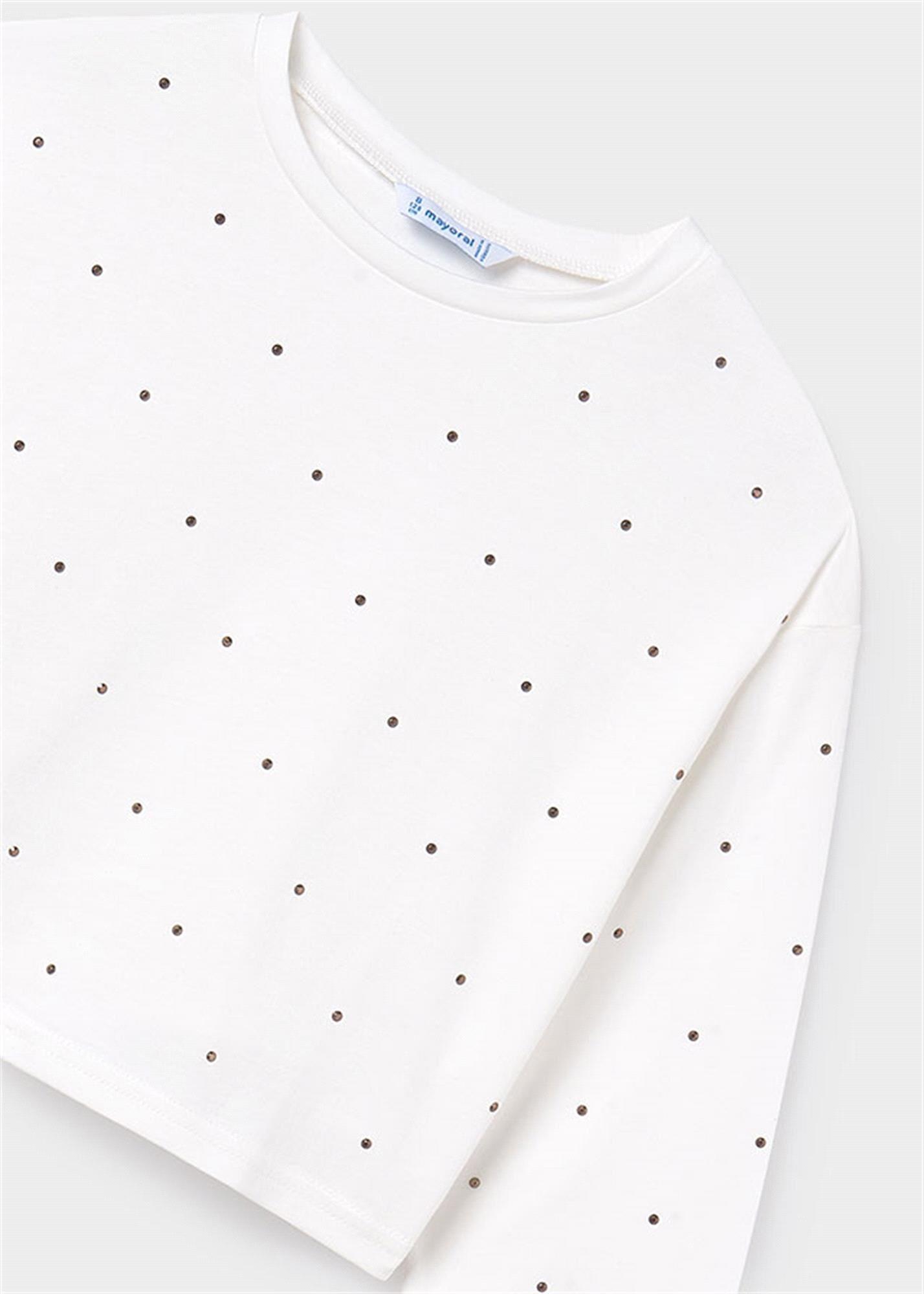 Mayoral Kız Çocuk Uzun Kollu Tişört Krem 7094