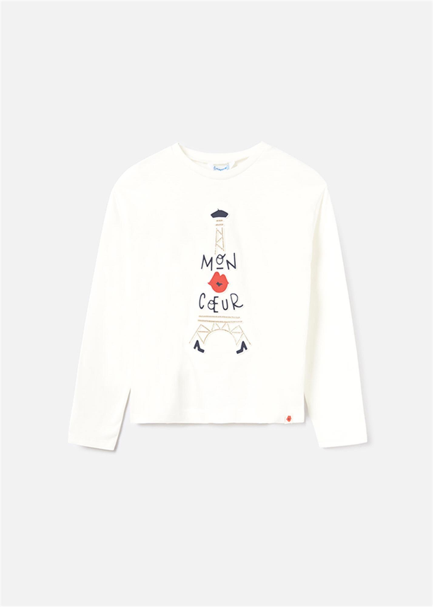 Mayoral Kız Çocuk Uzun Kollu Tişört Krem 7045