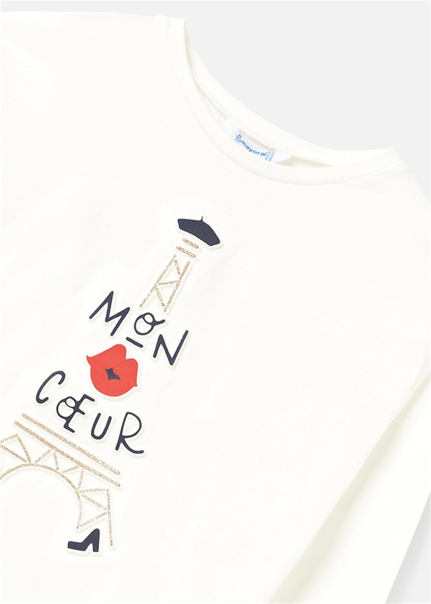 Mayoral Kız Çocuk Uzun Kollu Tişört Krem 7045