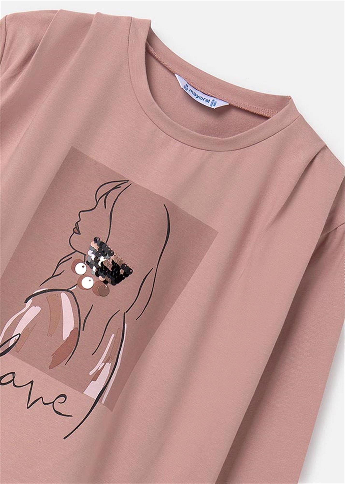 Mayoral Kız Çocuk Uzun Kollu Tişört Pembe 7005